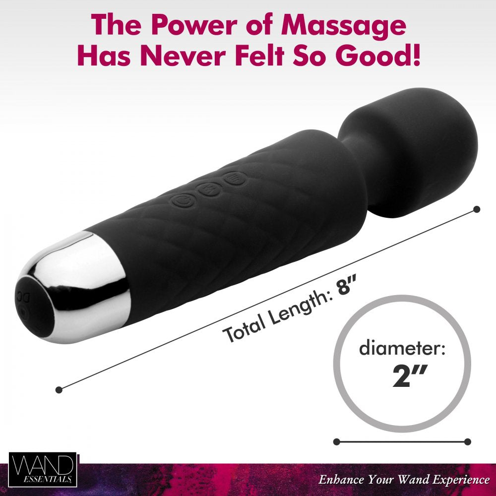 18X Luxury Silicone Travel Wand in black, showcasing its sleek design and soft silicone texture.