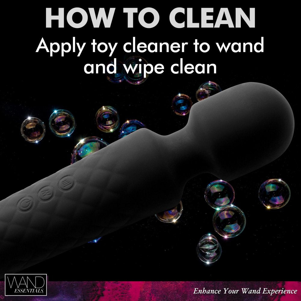 18X Luxury Silicone Travel Wand in black, showcasing its sleek design and soft silicone texture.