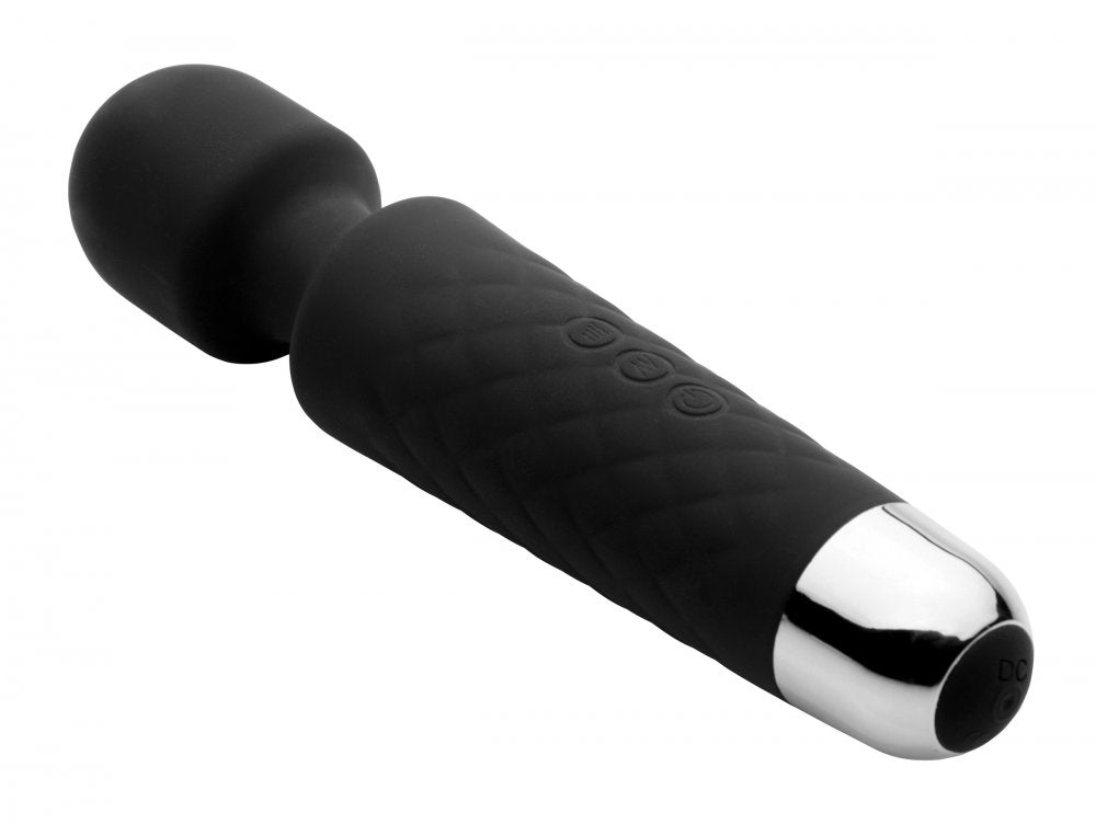 18X Luxury Silicone Travel Wand in black, showcasing its sleek design and soft silicone texture.