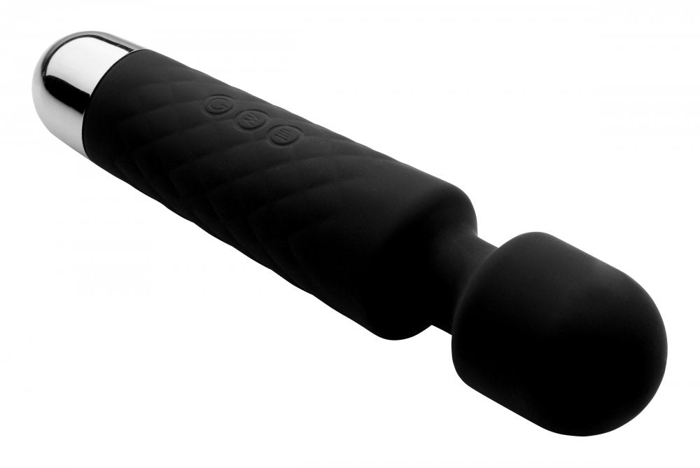 18X Luxury Silicone Travel Wand in black, showcasing its sleek design and soft silicone texture.