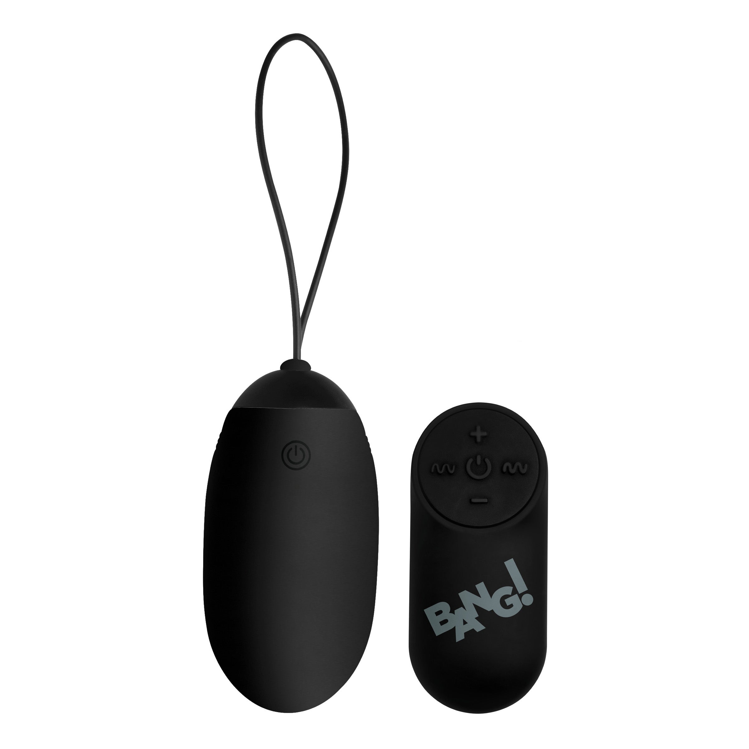 21X XL Silicone Vibrating Egg in black, showcasing its sleek design and remote control.