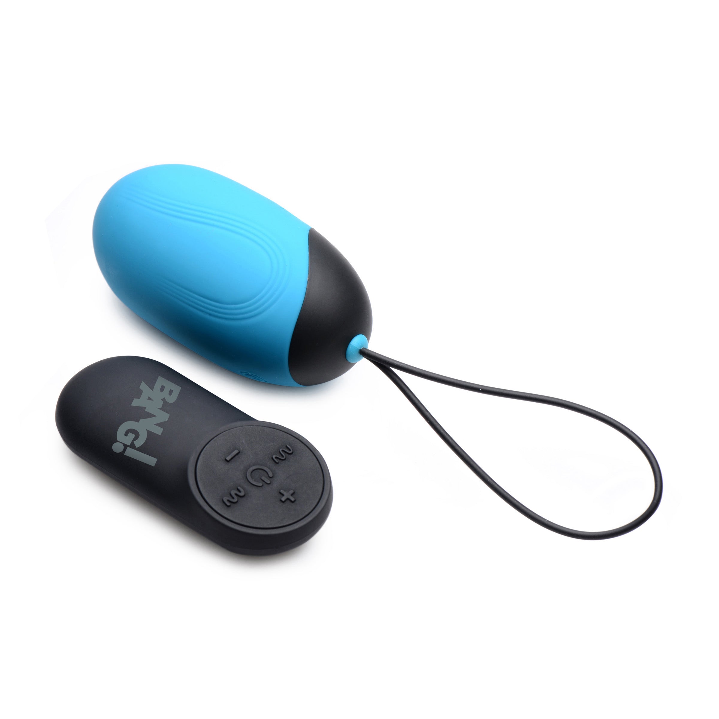 21X XL Silicone Vibrating Egg in blue, showcasing its sleek design and remote control.