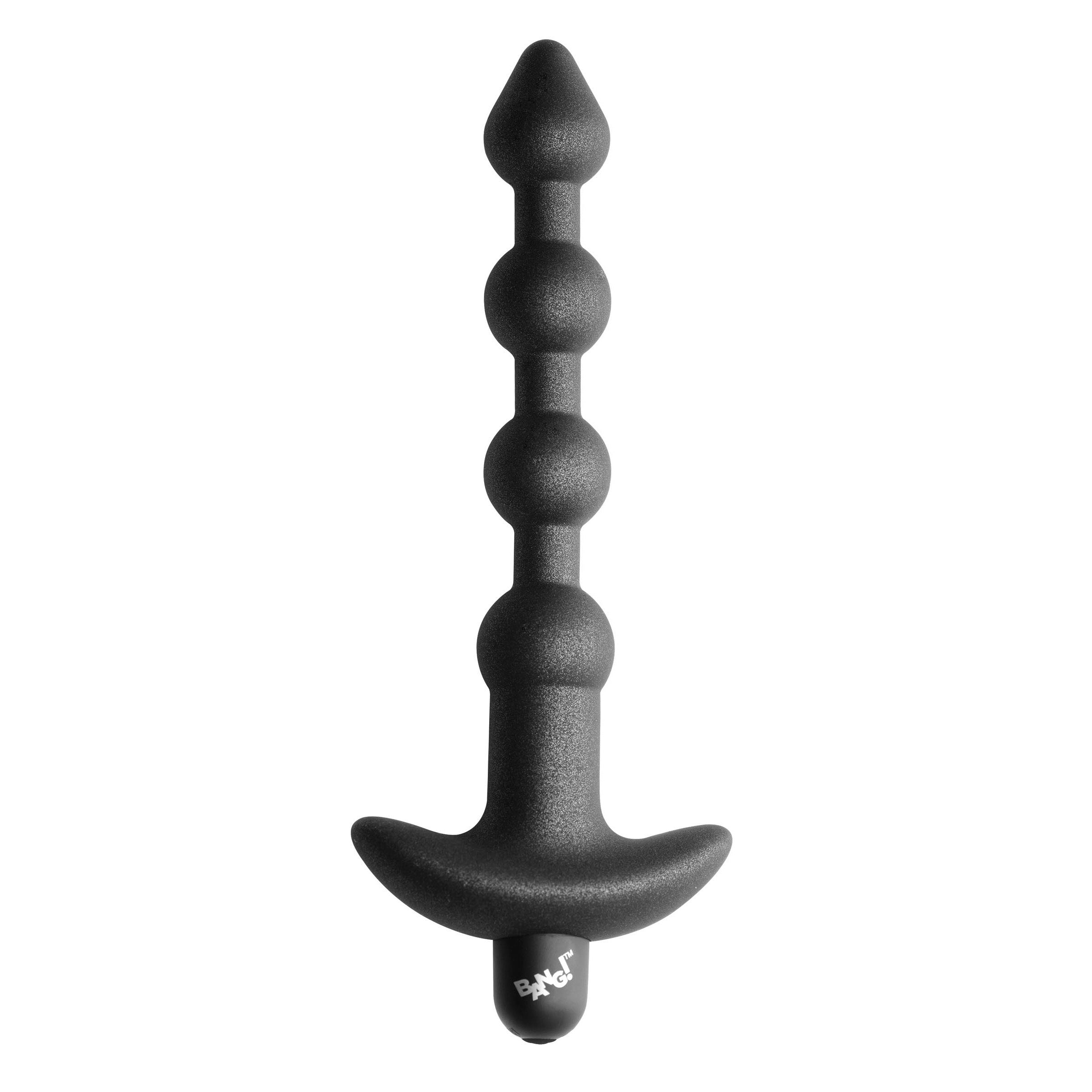 25X Platinum Series Anal Beads with Remote Control in metallic black, showcasing tapered tips and wide base for safe anal play.