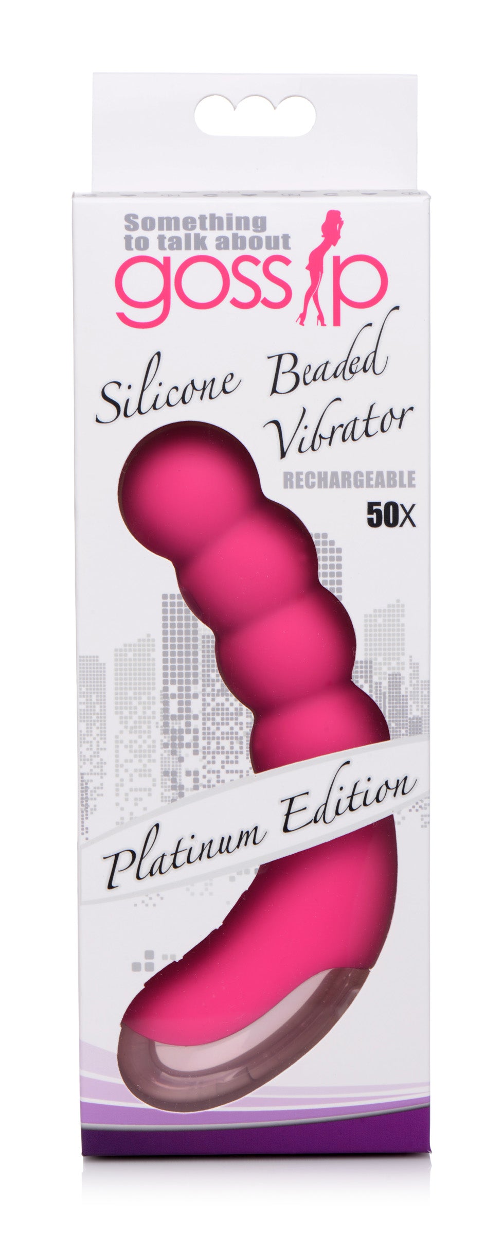 50X Silicone Beaded Vibrator in pink, showcasing its curved design and textured surface for G-spot stimulation.