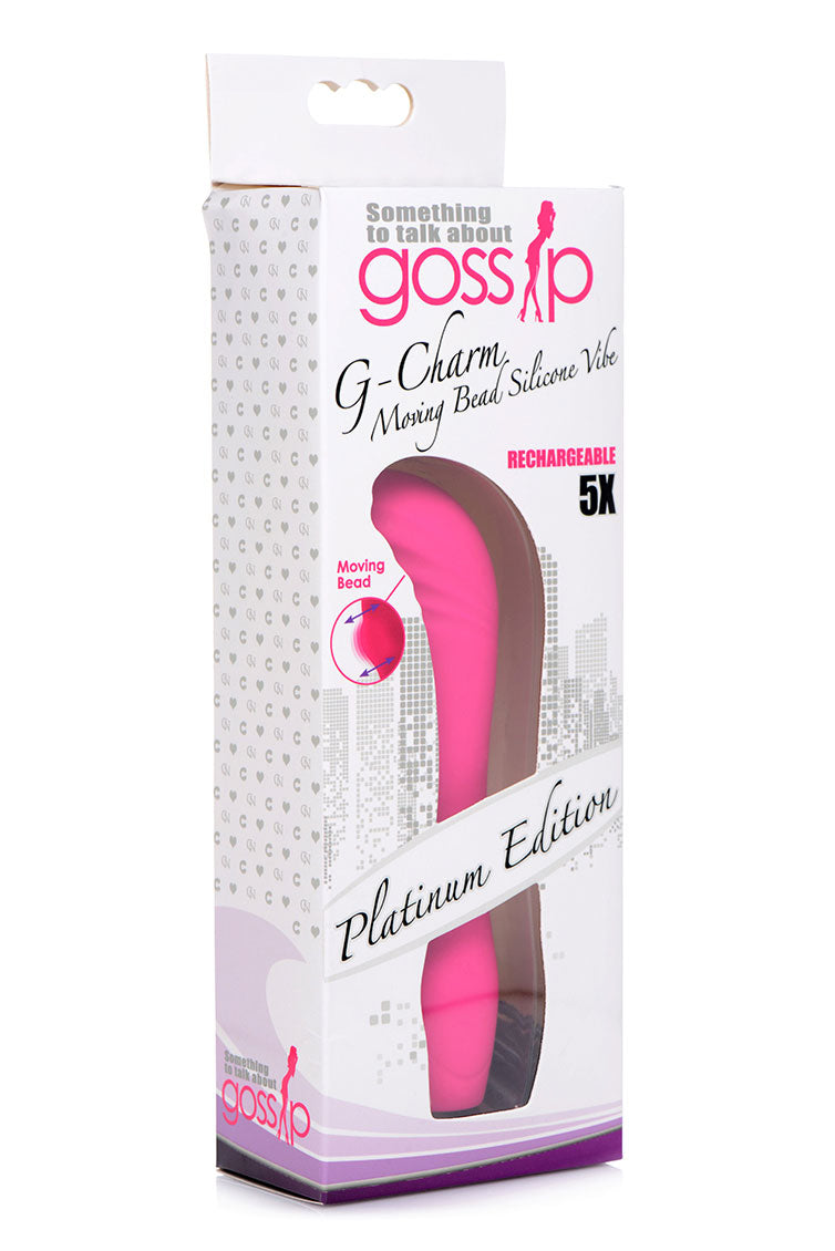 5X G-Charm Moving G-spot Bead Mini Vibe in magenta, showcasing its ergonomic design and textured tip for targeted pleasure.