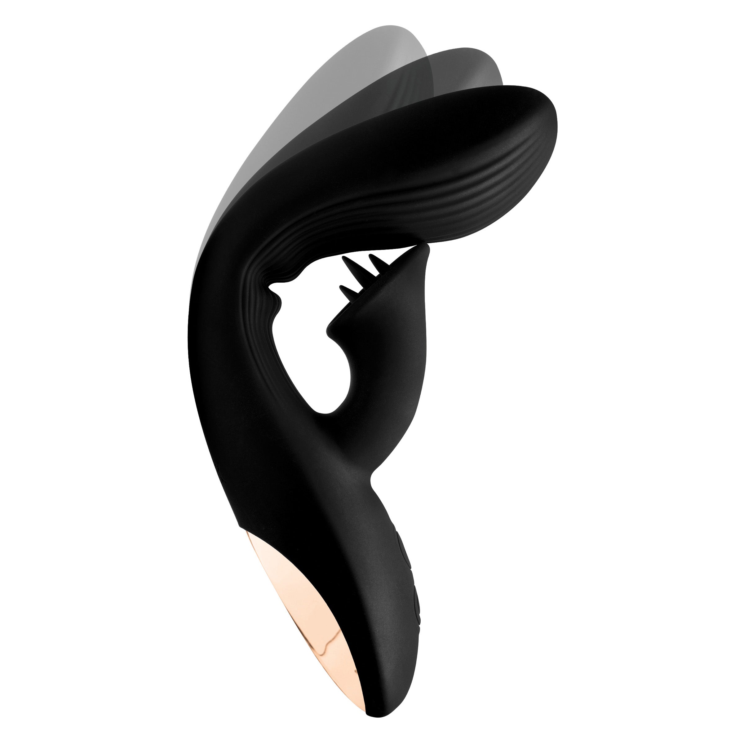 7X Bendable Silicone Clit Stimulating Vibrator in black, showcasing its flexible design and ergonomic controls.