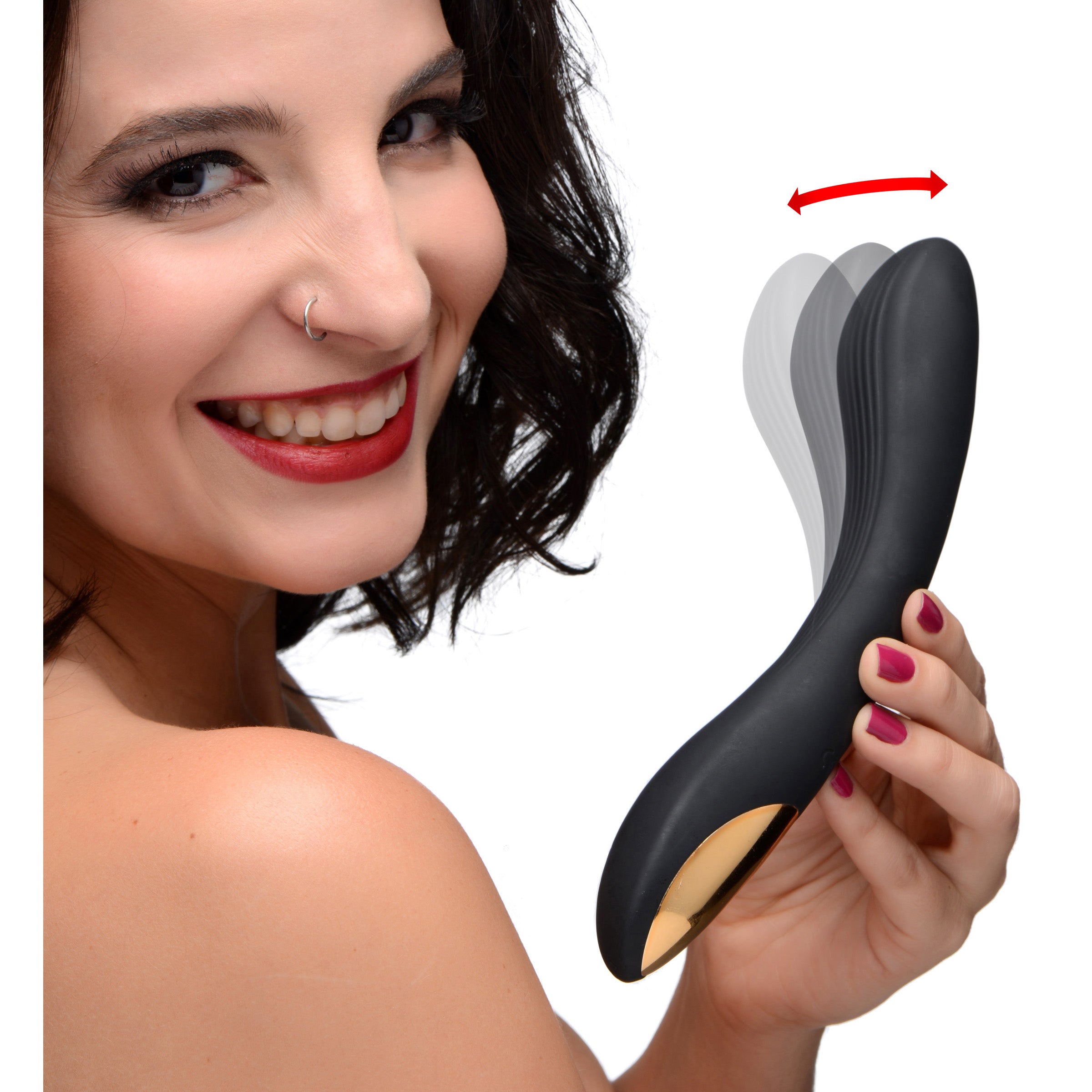 7X Bendable Silicone Vibrator in black, showcasing its flexible design and ergonomic controls.