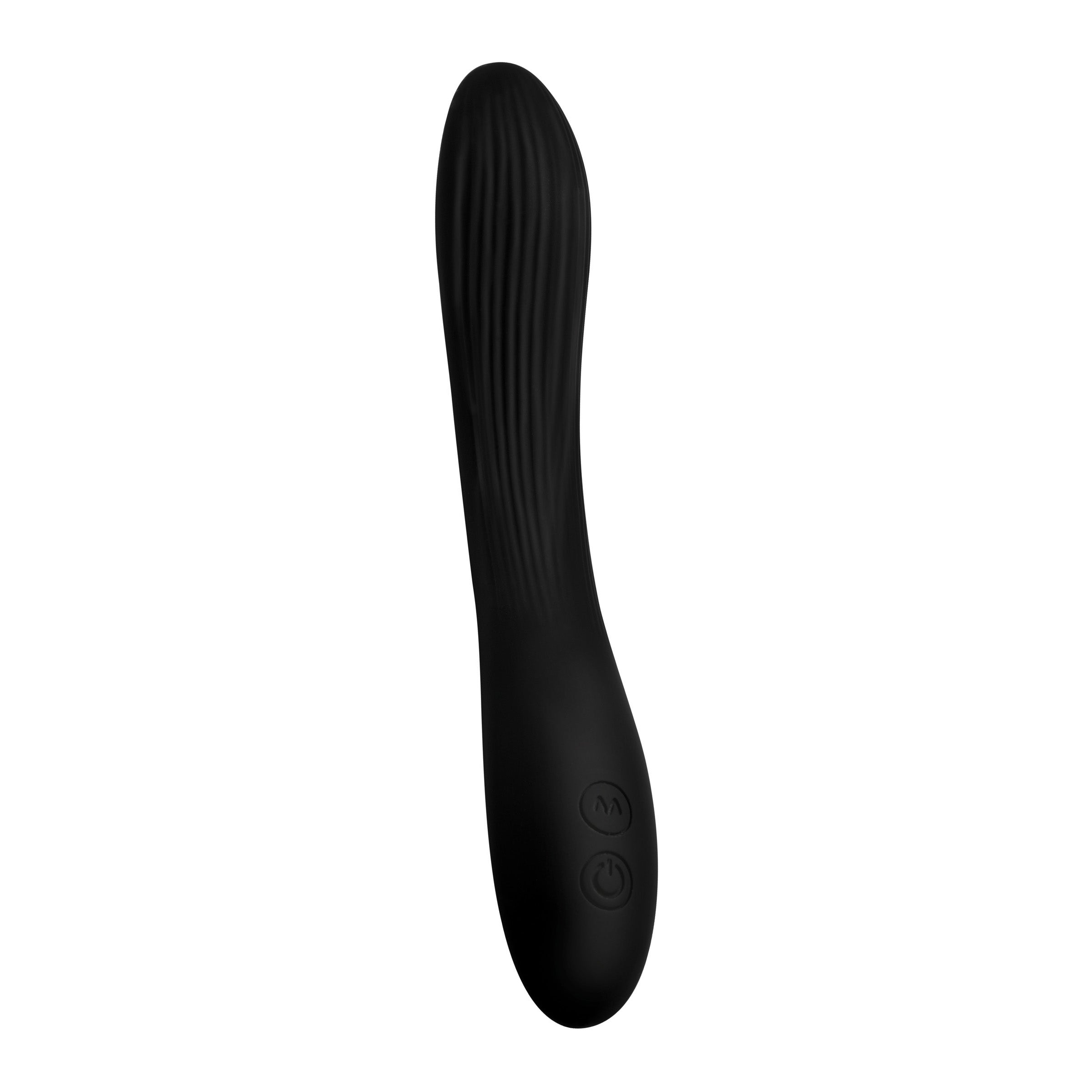 7X Bendable Silicone Vibrator in black, showcasing its flexible design and ergonomic controls.