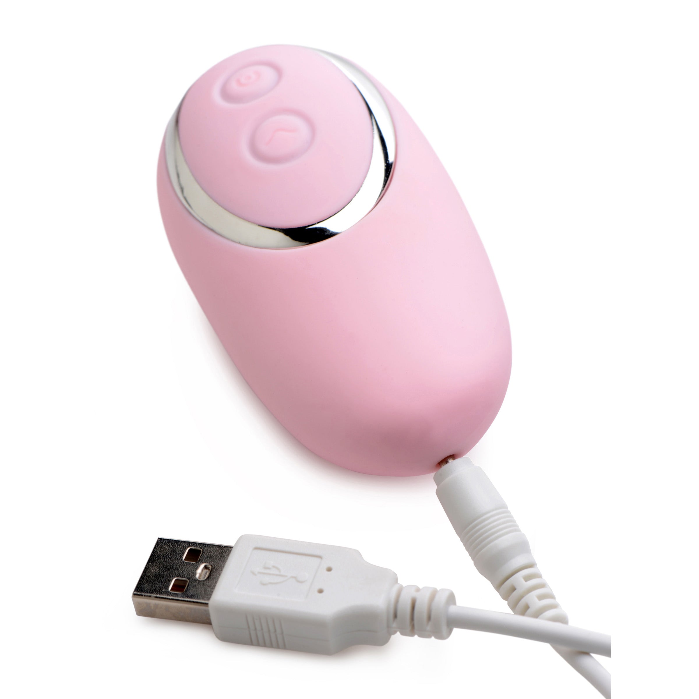 7X Pleasure Pulse Silicone Clit Stimulator in pink, showcasing its ergonomic design and compact size for easy handling.