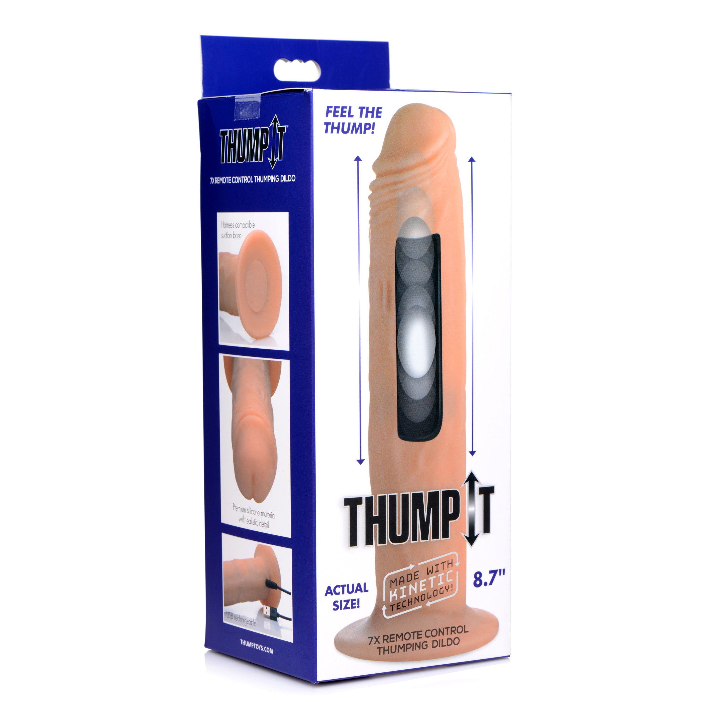 7X Remote Control Thumping Dildo in light color, showcasing its realistic design and powerful thumping feature.