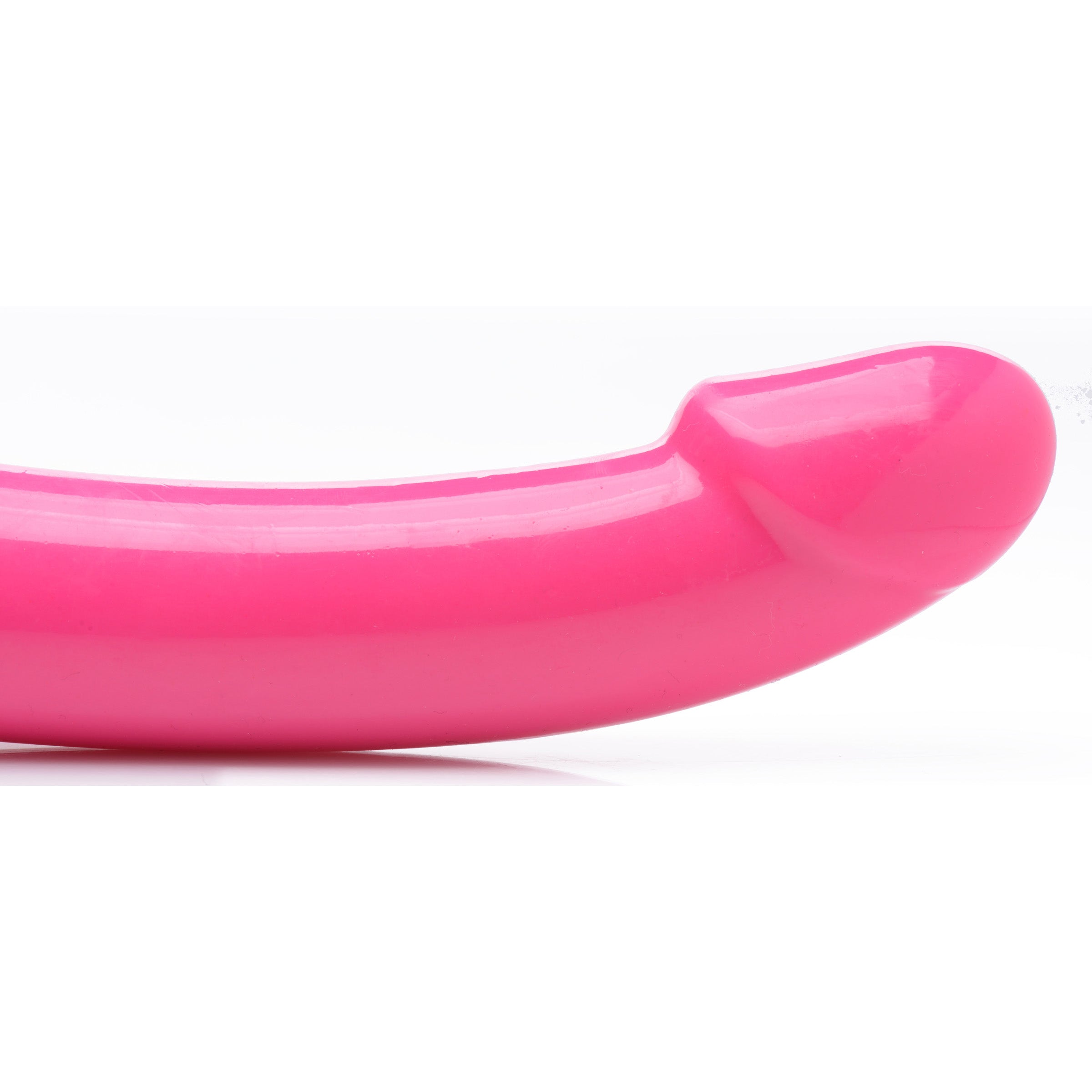 7X Revolver Slim 8 Inch Vibrating Strapless Strap-on in pink, showcasing its long shaft and vaginal bulb for harness-free pleasure.