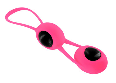 Aeon Benoit Balls in pink and black, designed for Kegel exercises with removable inner balls and silicone coating for comfort.