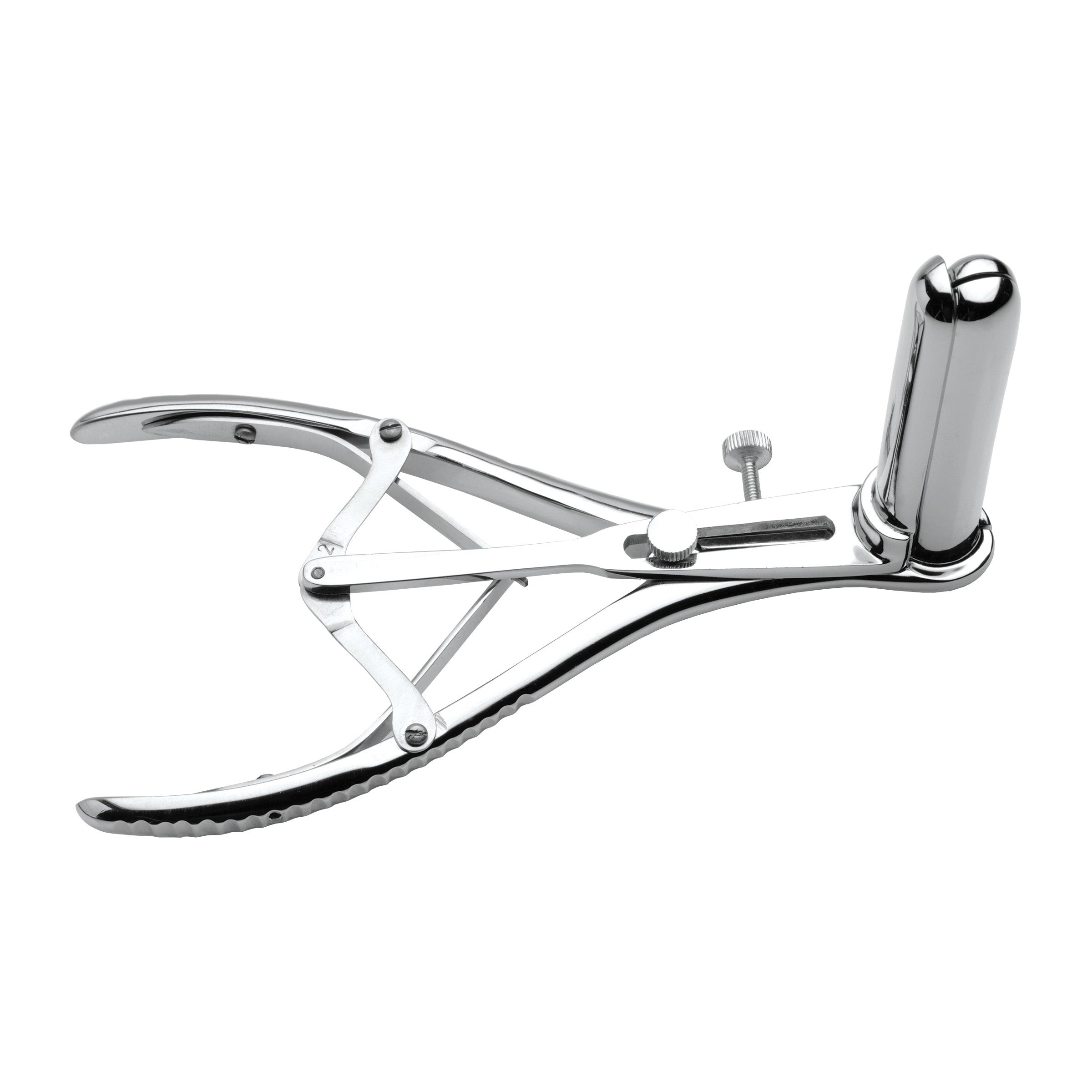 Anal Speculum made of stainless steel with three rounded fingers for even dilation, designed for medical play and BDSM.