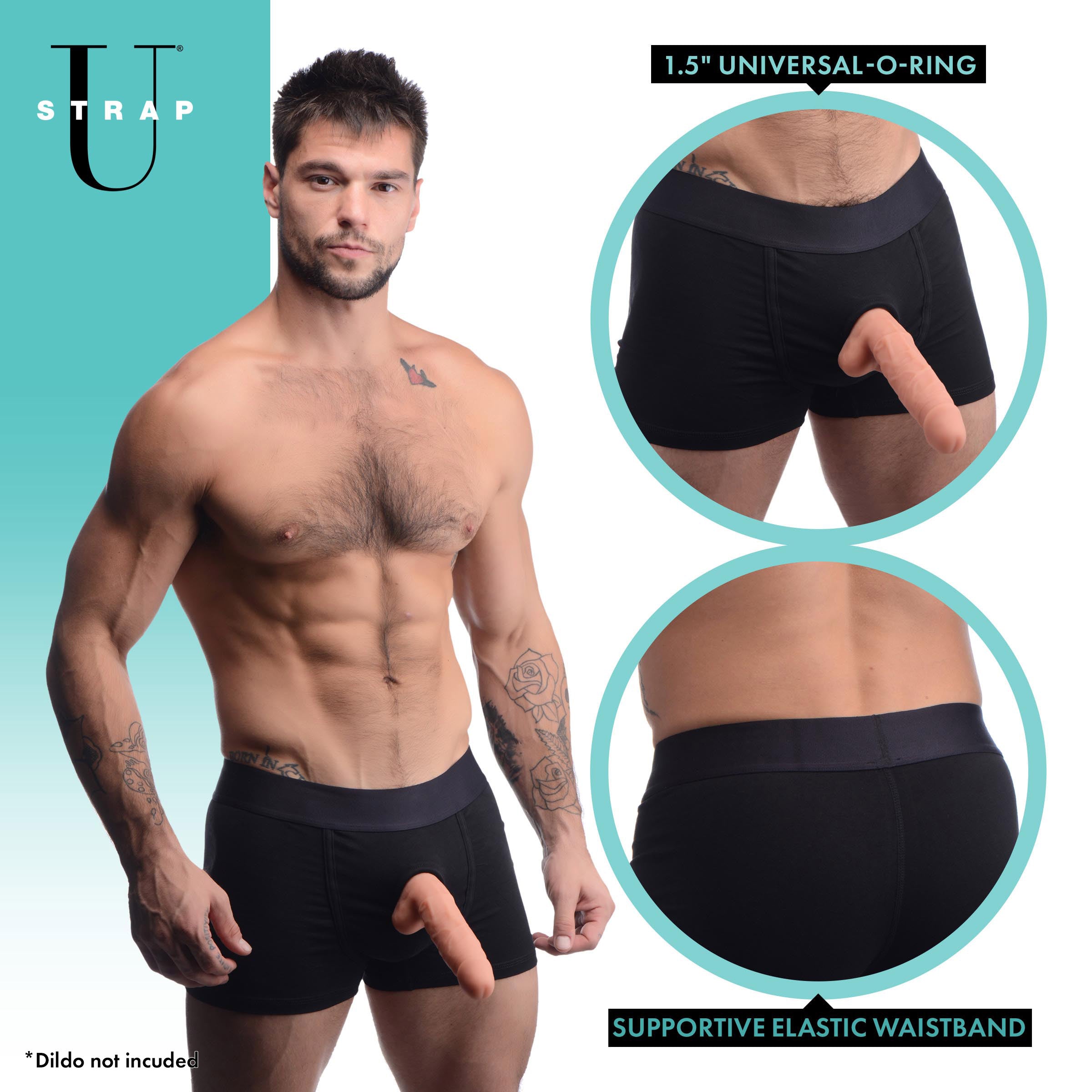 Armor Mens Boxer Harness featuring a universal O-ring, made from cotton and spandex blend, designed for comfort and support.