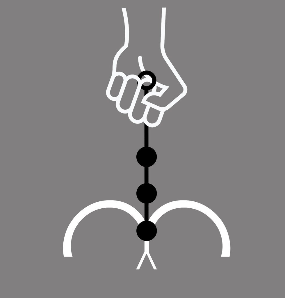 Hand holding anal beads illustration.