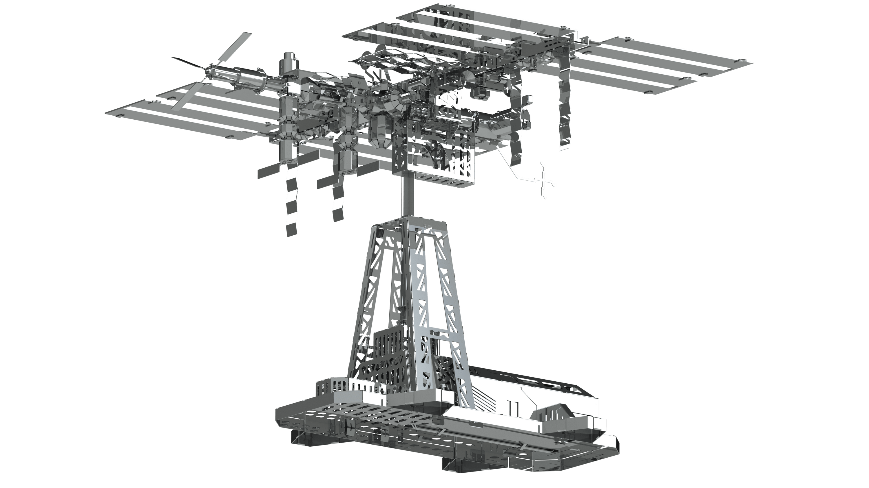 A stunning view of the International Space Station with Earth in the background, showcasing its modular design and solar panels.