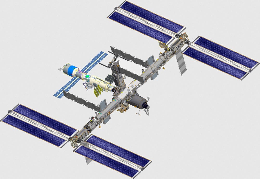 A stunning view of the International Space Station with Earth in the background, showcasing its modular design and solar panels.