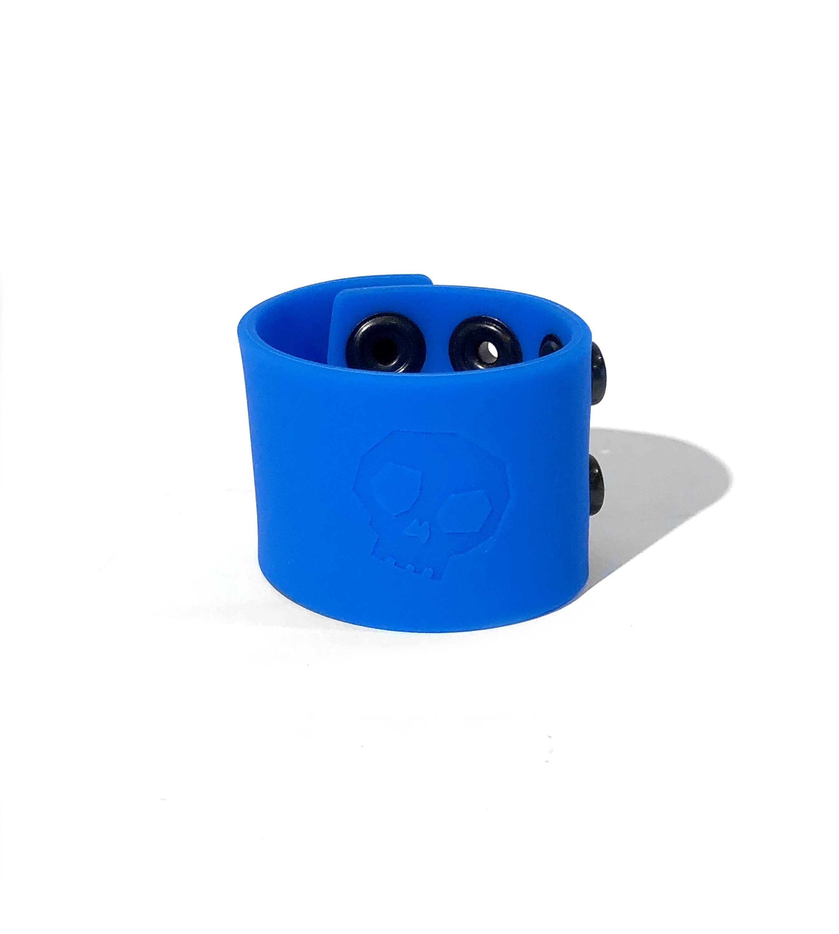 Ball Strap Blue made from soft touch silicone, featuring adjustable snaps for sizing and a sleek design, ideal for comfortable ball stretching.