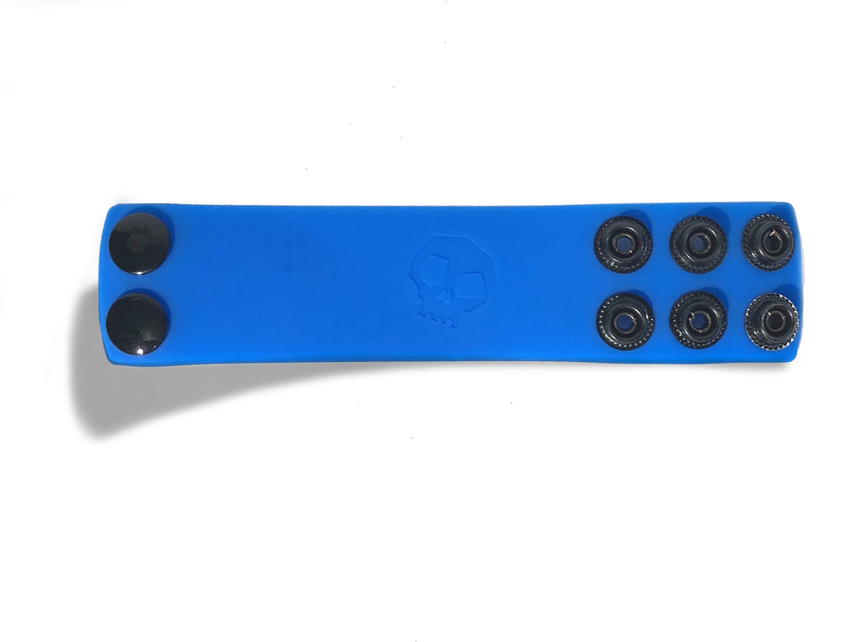 Ball Strap Blue made from soft touch silicone, featuring adjustable snaps for sizing and a sleek design, ideal for comfortable ball stretching.