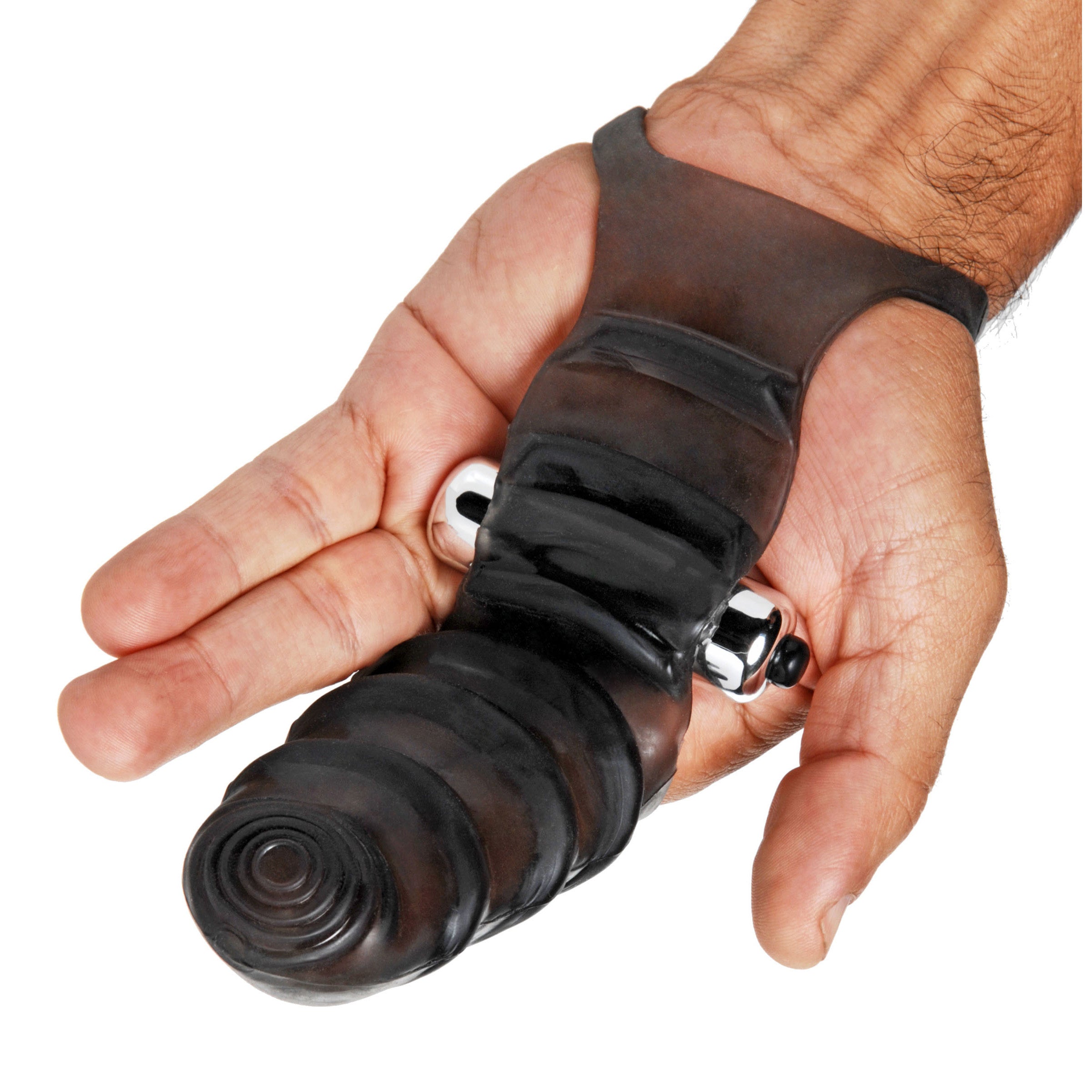 Bang Bang G-Spot Vibrating Finger Glove with textured design and wrist strap for enhanced pleasure.