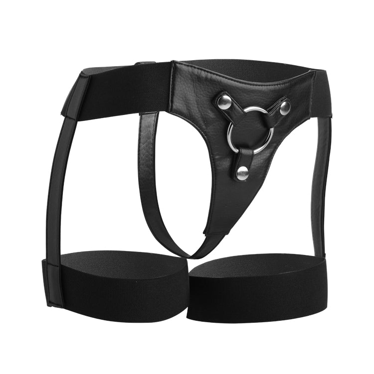 Bardot Garter Belt Strap On Harness featuring wide elastic straps and metal O-rings for versatile use.