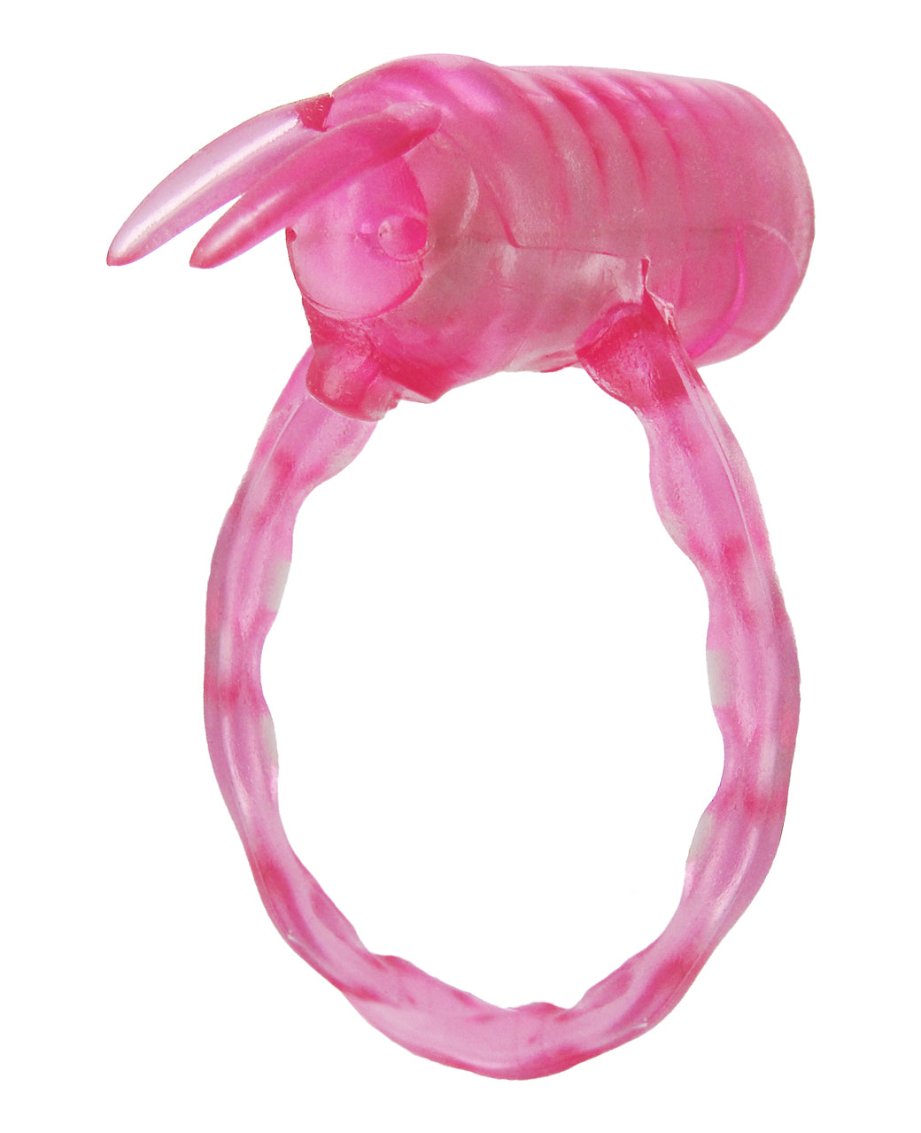 Bitty Bunny Penis Vibe in pink with a stretch-to-fit ring and clitoral tingle feature, designed for enhanced pleasure.