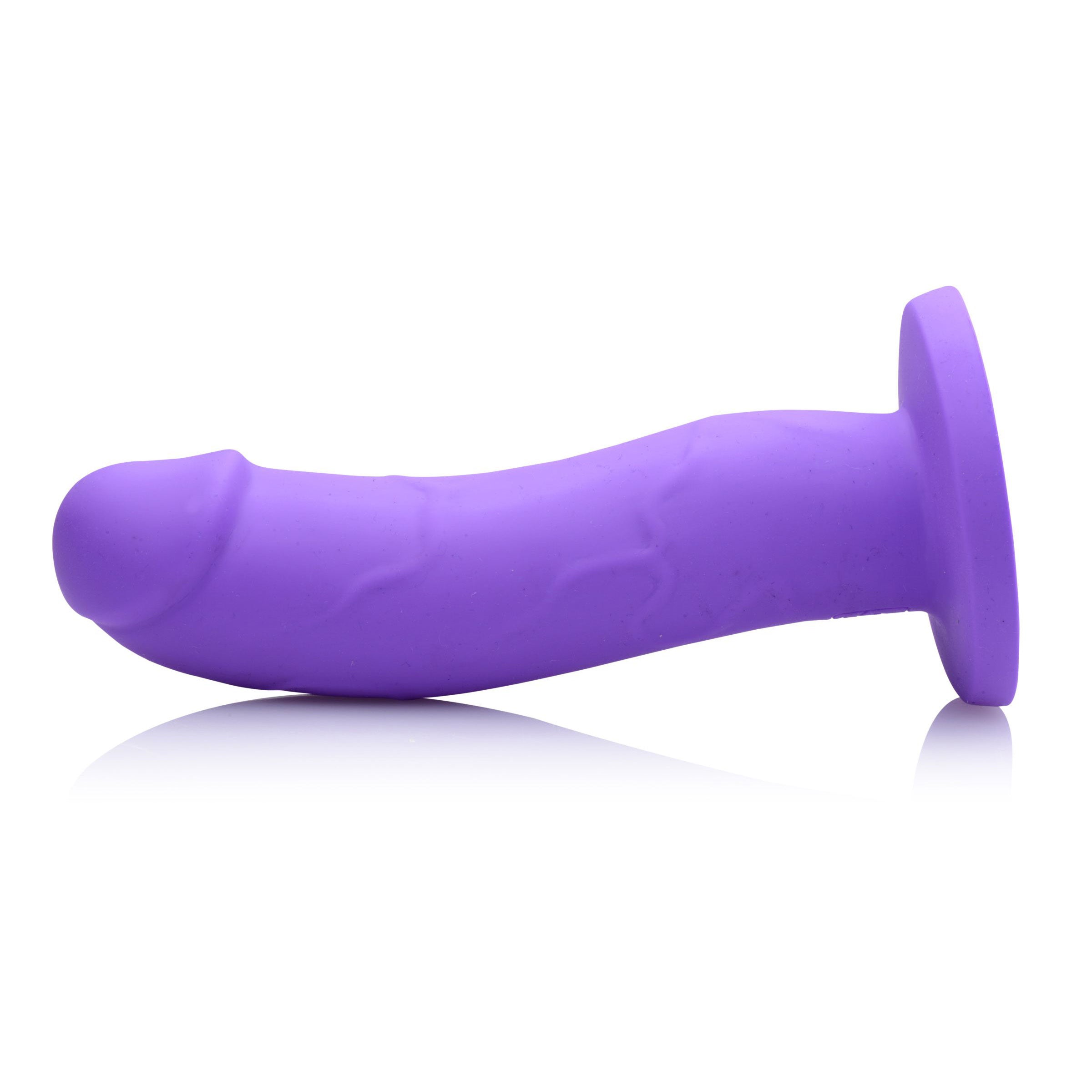 Boi Toy Premium Silicone Dildo in purple with a curved design and textured shaft, ideal for G-spot and P-spot stimulation.