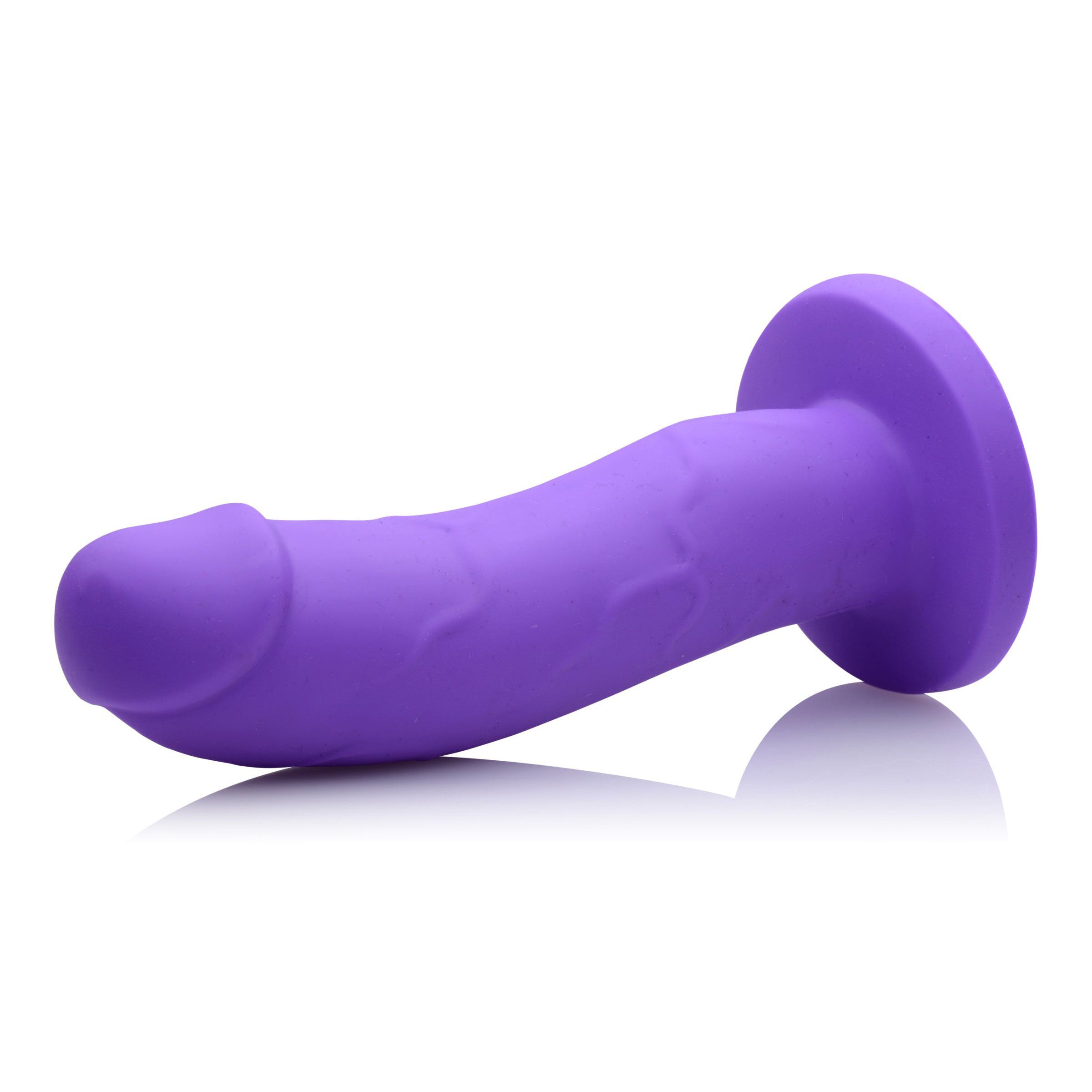 Boi Toy Premium Silicone Dildo in purple with a curved design and textured shaft, ideal for G-spot and P-spot stimulation.