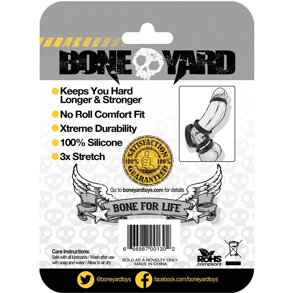 Boneyard Silicone Ring 30mm Black, made from medical-grade silicone, featuring a sleek design and 3X stretch for comfort and durability.