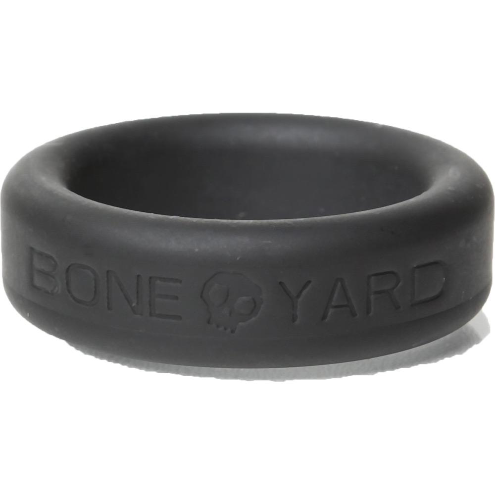 Boneyard Silicone Ring 30mm Black, made from medical-grade silicone, featuring a sleek design and 3X stretch for comfort and durability.