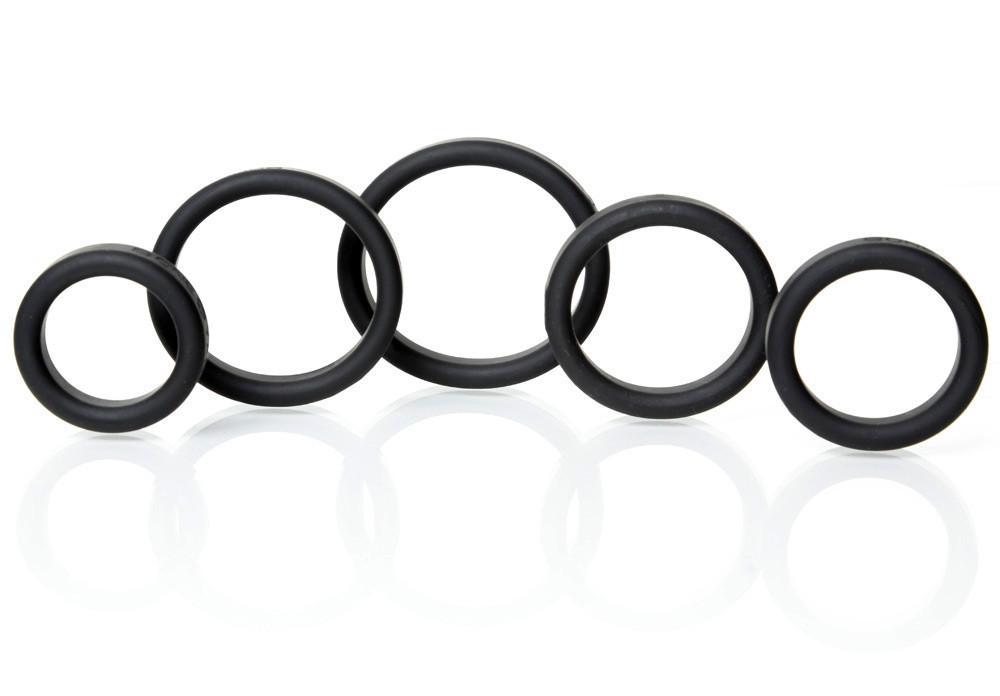 Boneyard Silicone Ring 5 Pcs Kit in Black, showcasing five different sizes of soft-touch silicone rings designed for comfort and durability.