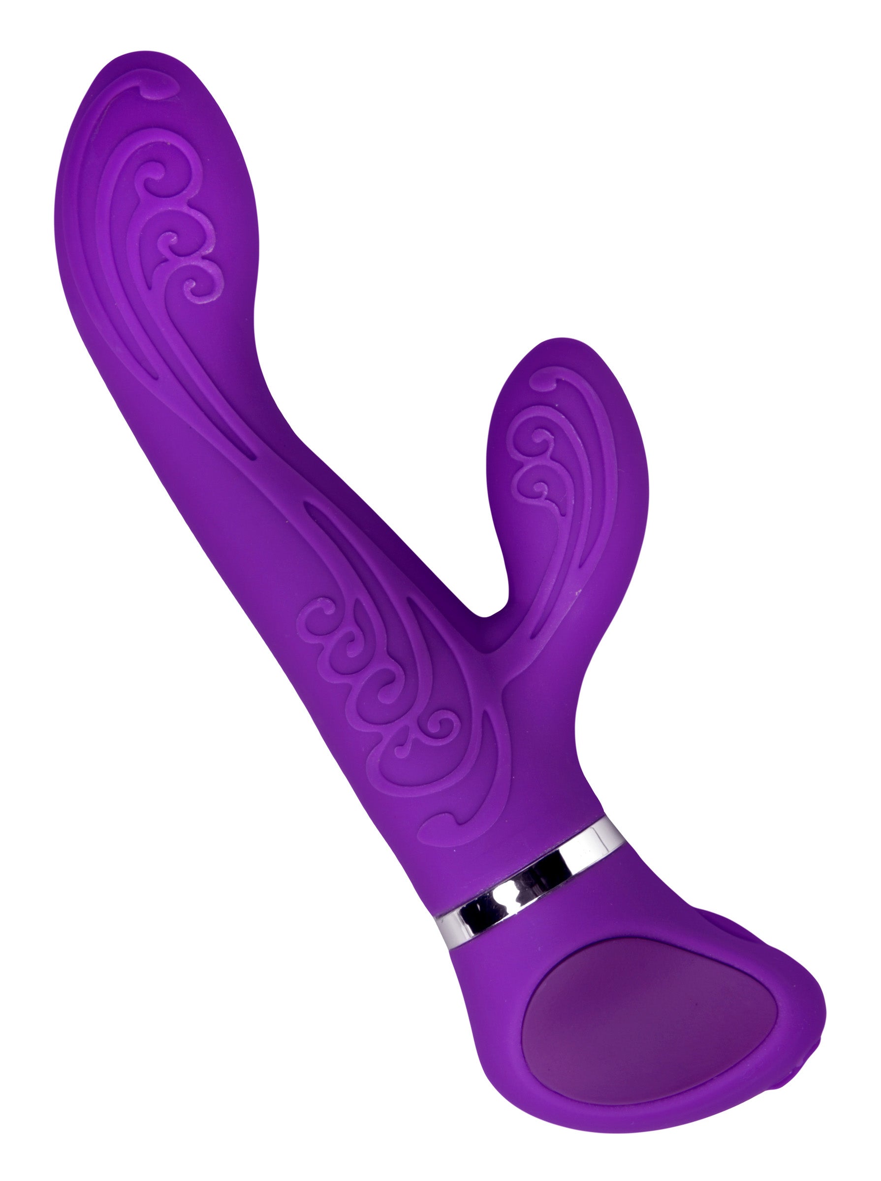 Bordello 10x Ten Mode Dual Stimulator in purple, featuring a sleek design with raised swirls for added stimulation.