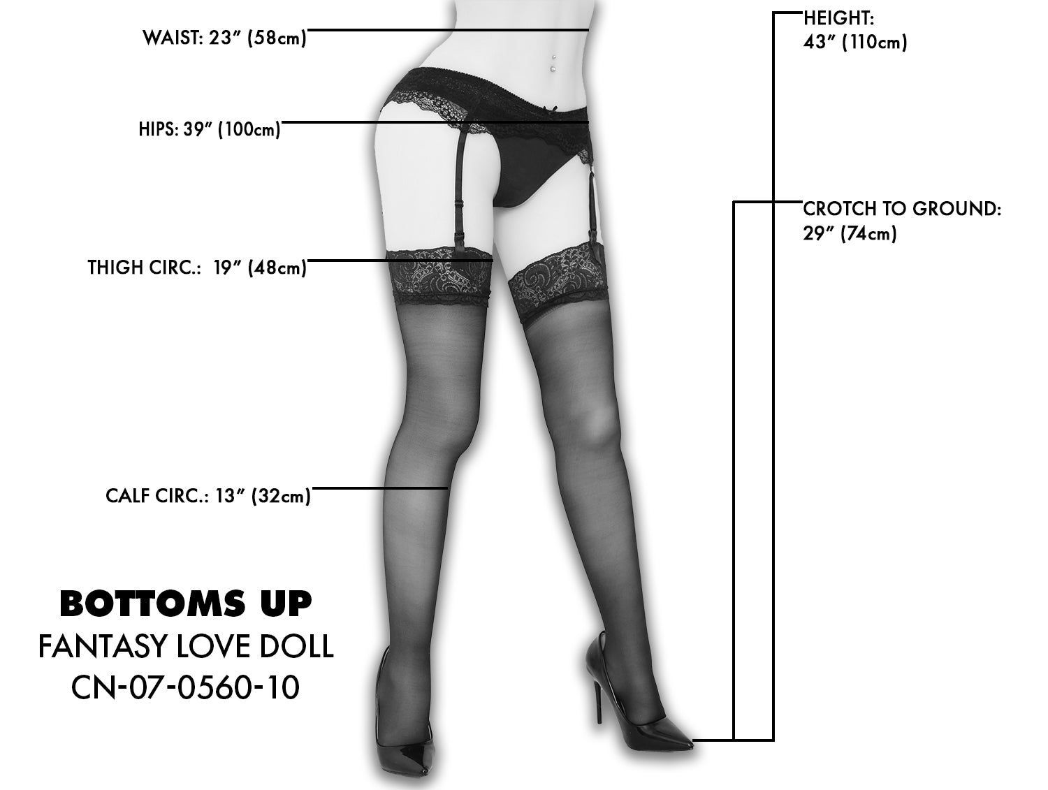 Realistic Bottoms Up Poseable Legs with heating wand and accessories, designed for leg fetish play.