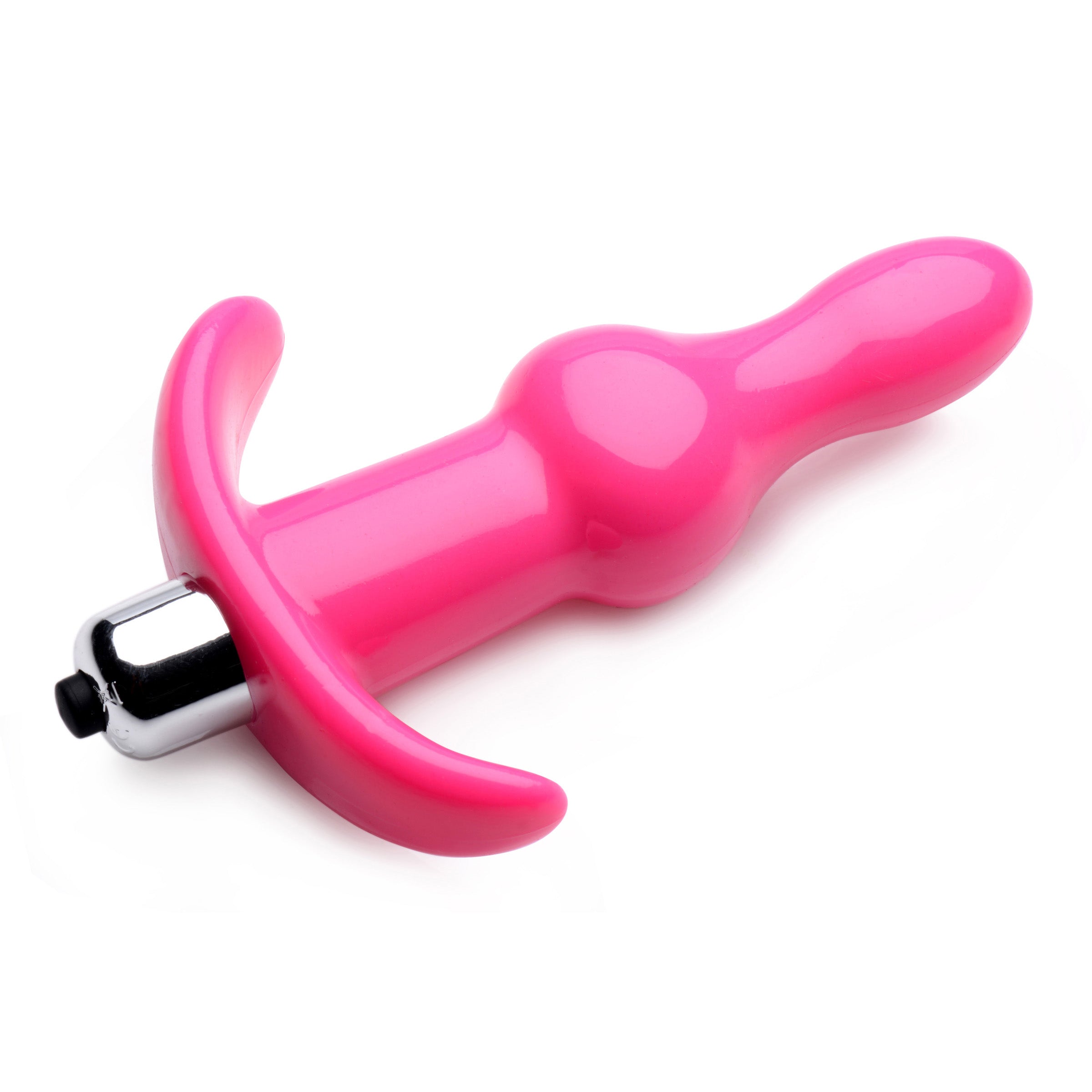 Bumpy Vibrating Anal Plug in pink with a smooth tip and bulbous shape, designed for comfortable anal play and includes a vibrating bullet.