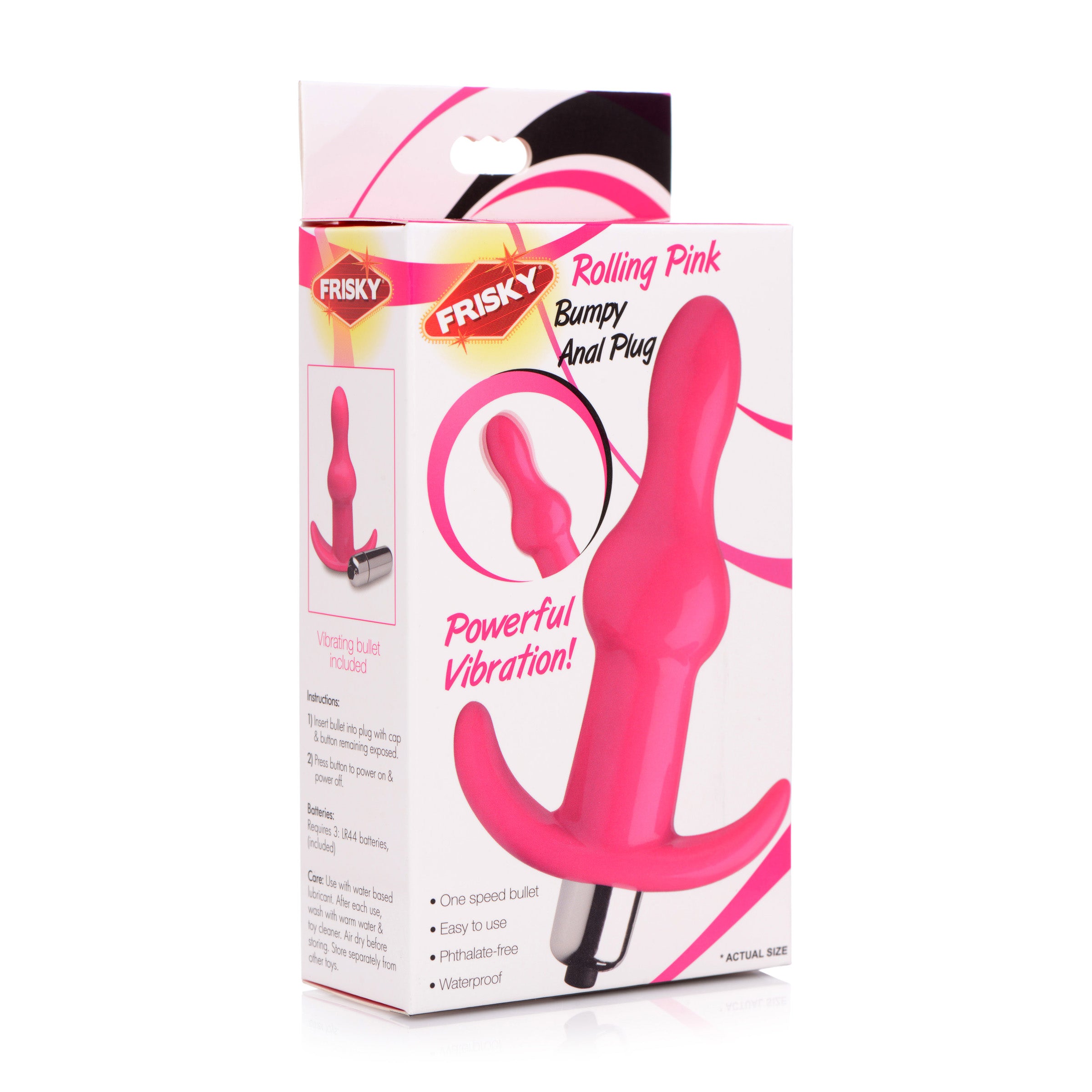 Bumpy Vibrating Anal Plug in pink with a smooth tip and bulbous shape, designed for comfortable anal play and includes a vibrating bullet.