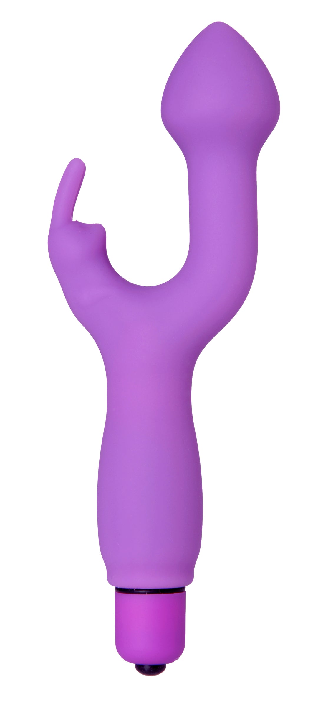 Buzzy Bunny Silicone G-Spot Vibe in purple with a gently swelling tip and bunny ears for stimulation.