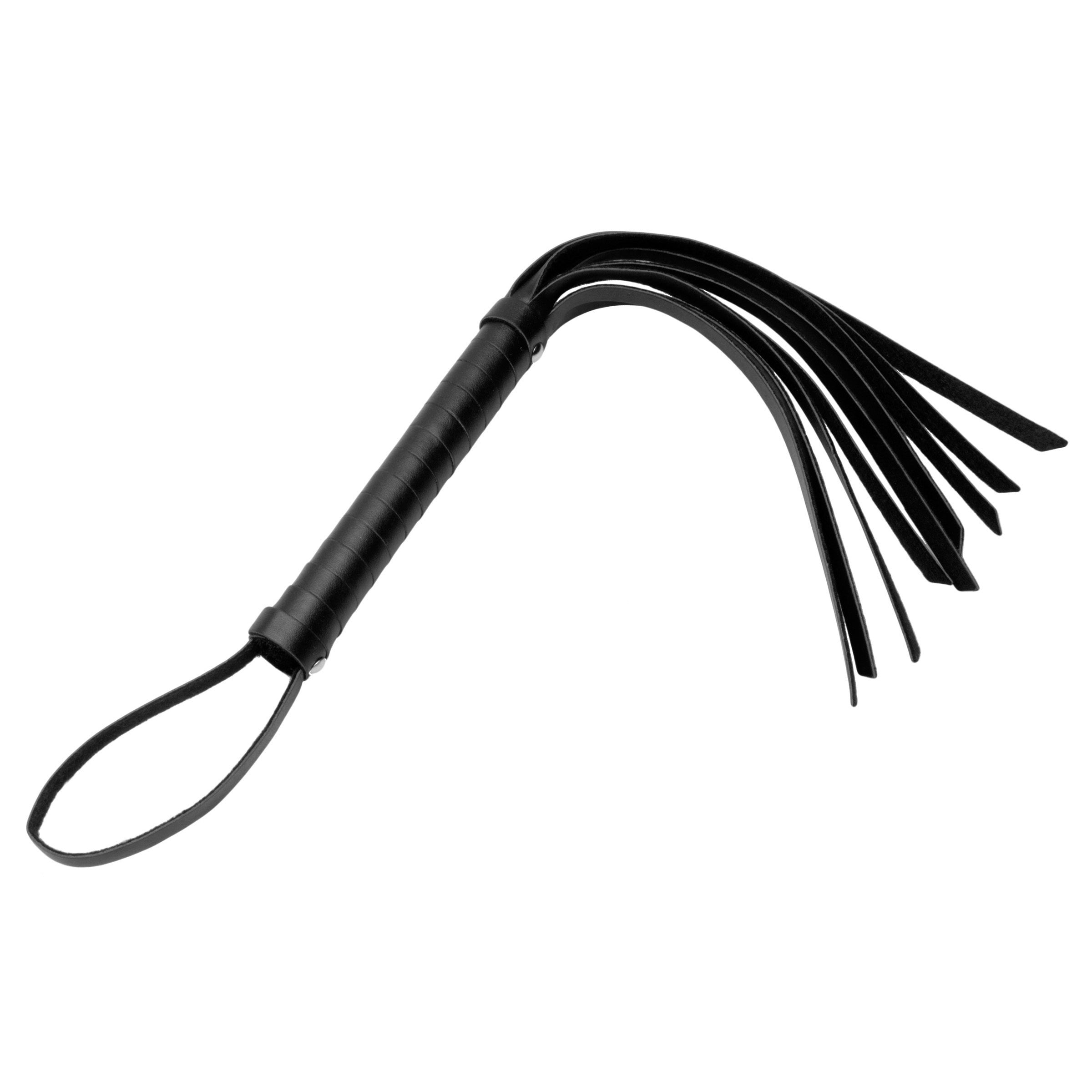 Cat Tails Vegan Leather Hand Whip featuring a spiral-wrapped handle and PU leather tails, perfect for impact play.