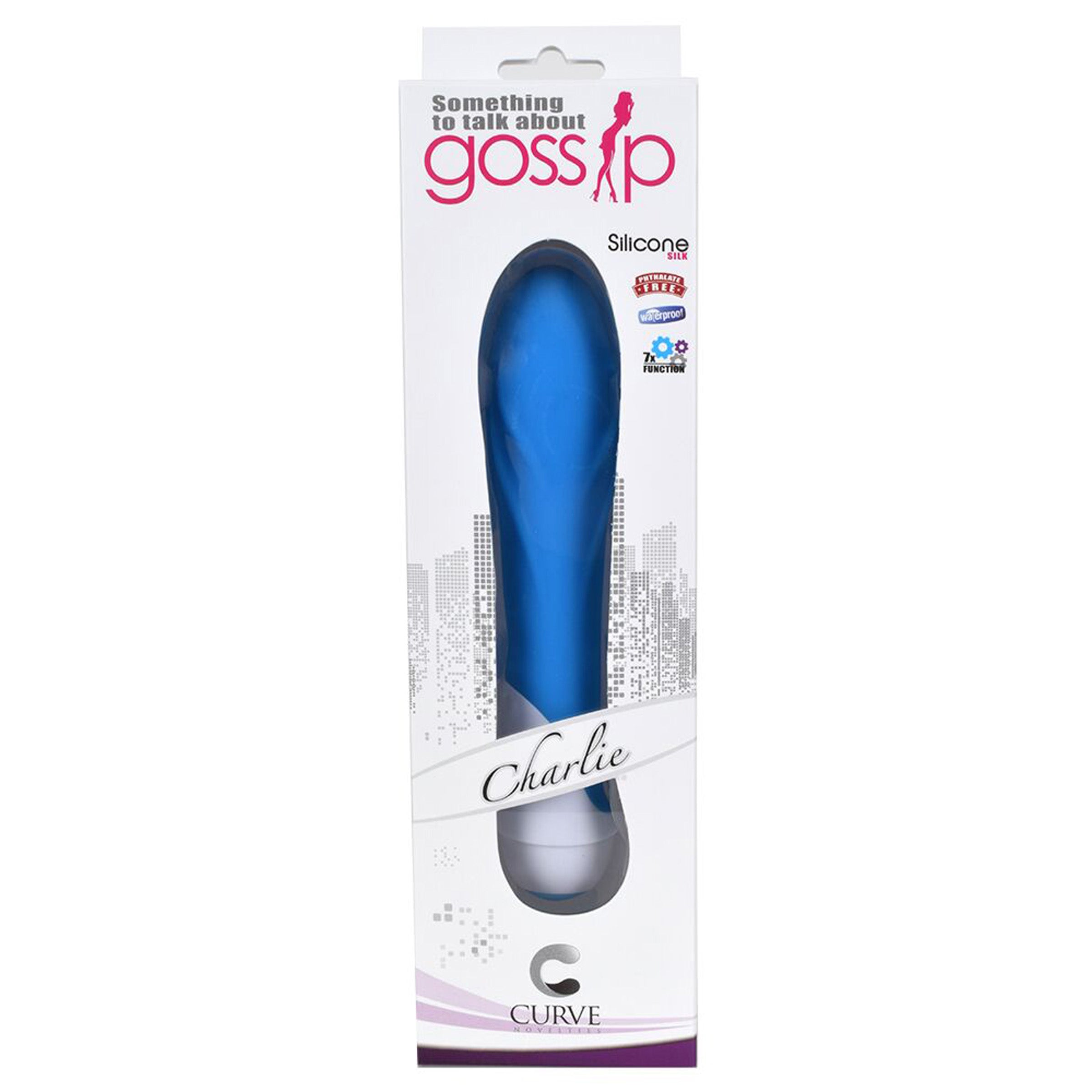 Charlie 7 Function Silicone Vibe in Blue, featuring a smooth silicone shaft and textured design for enhanced pleasure.