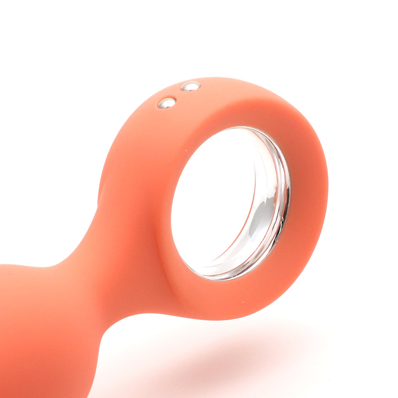 Cheeky Vibrating Butt Plug Orville, sleek design in soft silicone, showcasing its smooth surface and USB charging port.