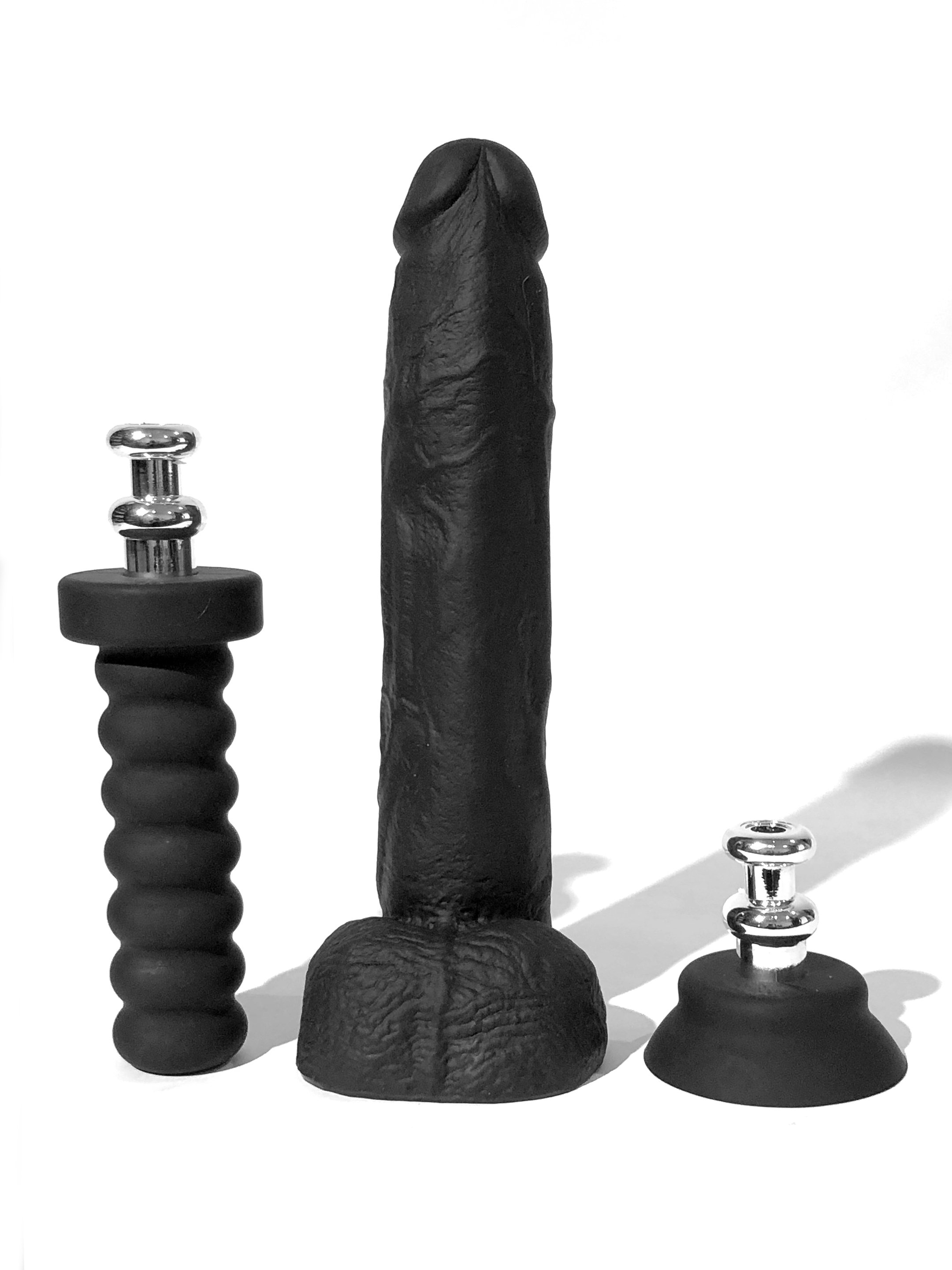 A realistic 10-inch cock molded from porn star Aron Ridge, made of soft touch silicone with interchangeable bases for versatile use.