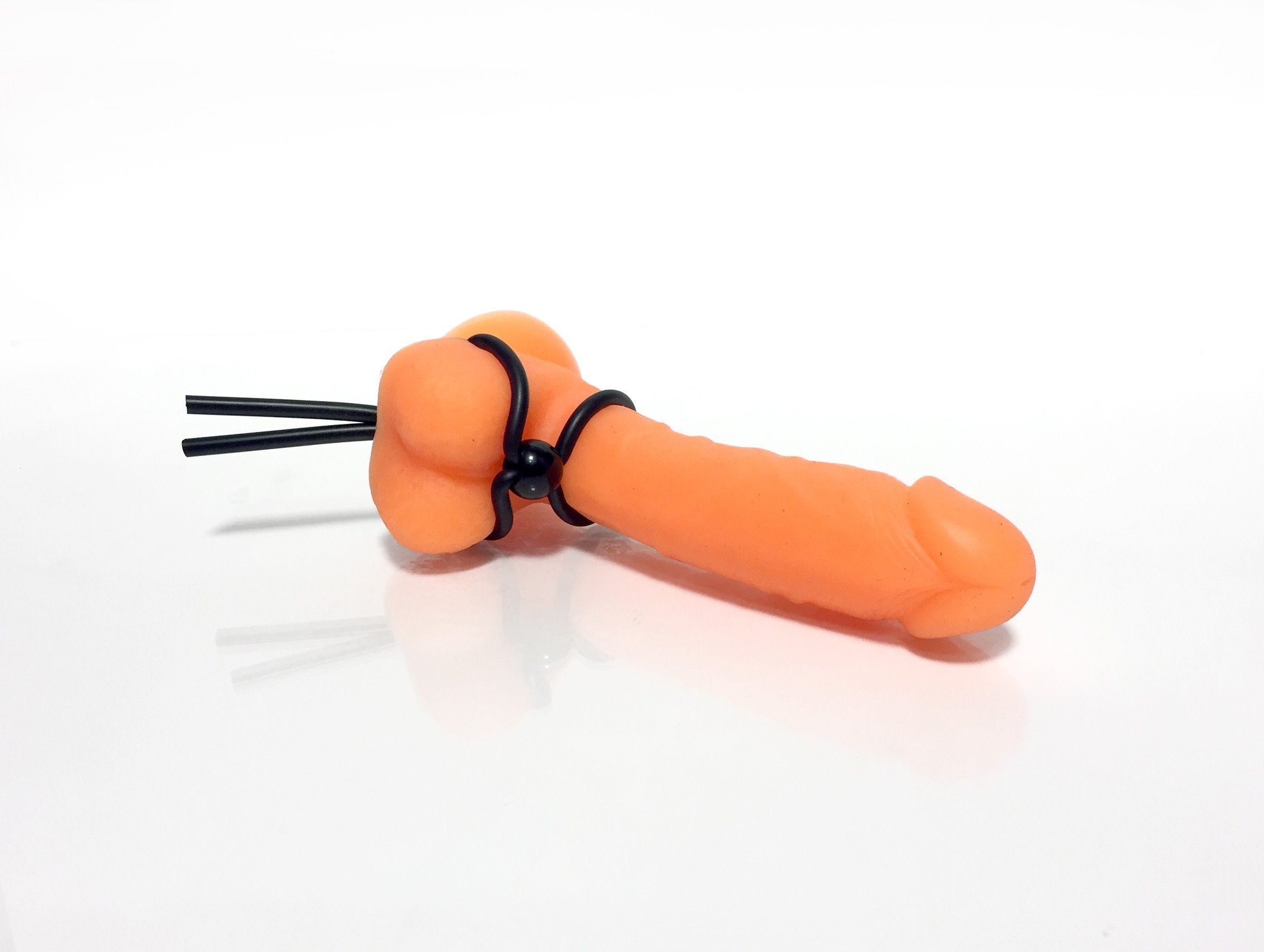 Boneyard Cock Leash Double made of medical-grade silicone, featuring adjustable double latch system and color-coded ABS latches for customization.