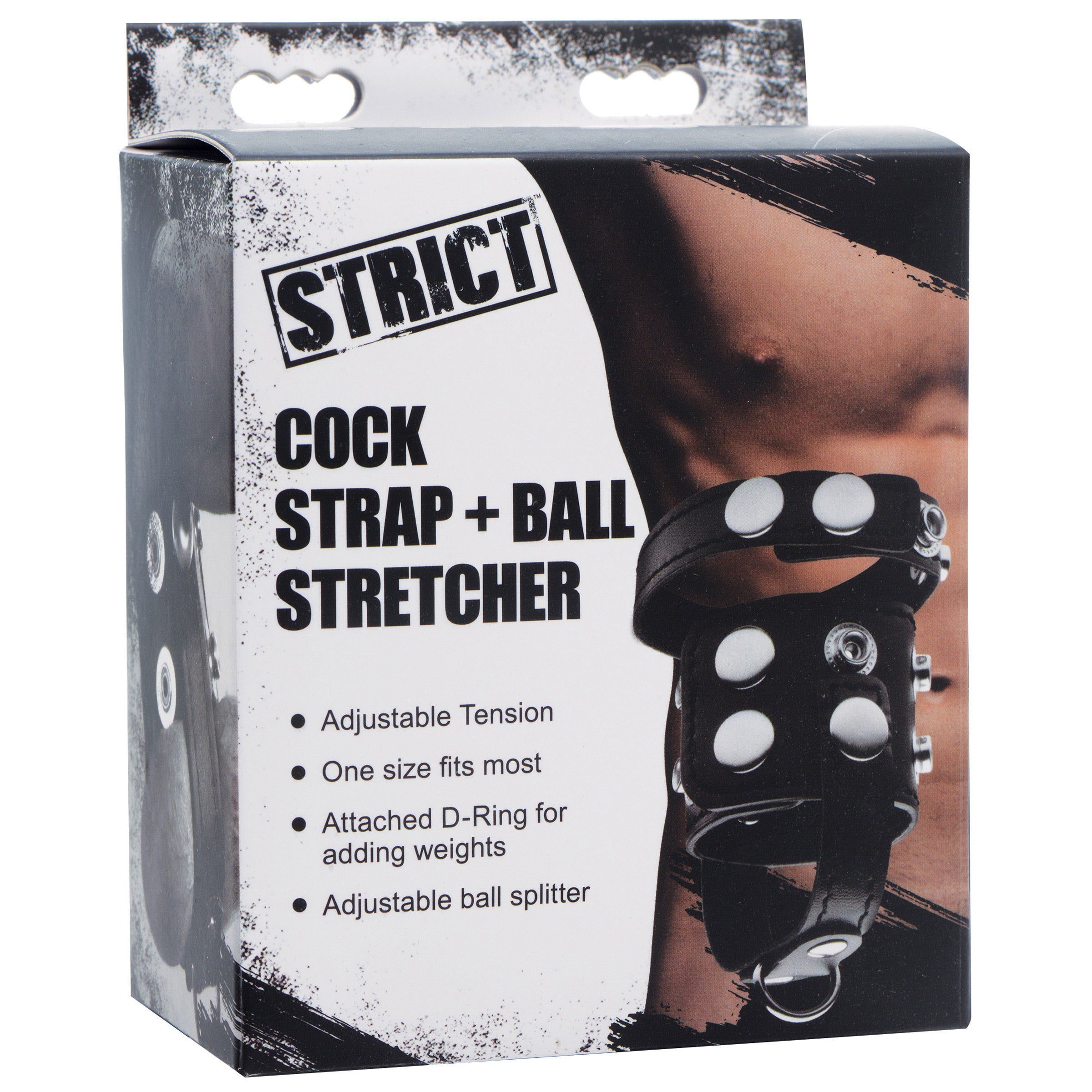 Cock Strap and Ball Stretcher made of PU leather and metal, designed for enhanced sensitivity and prolonged erections.