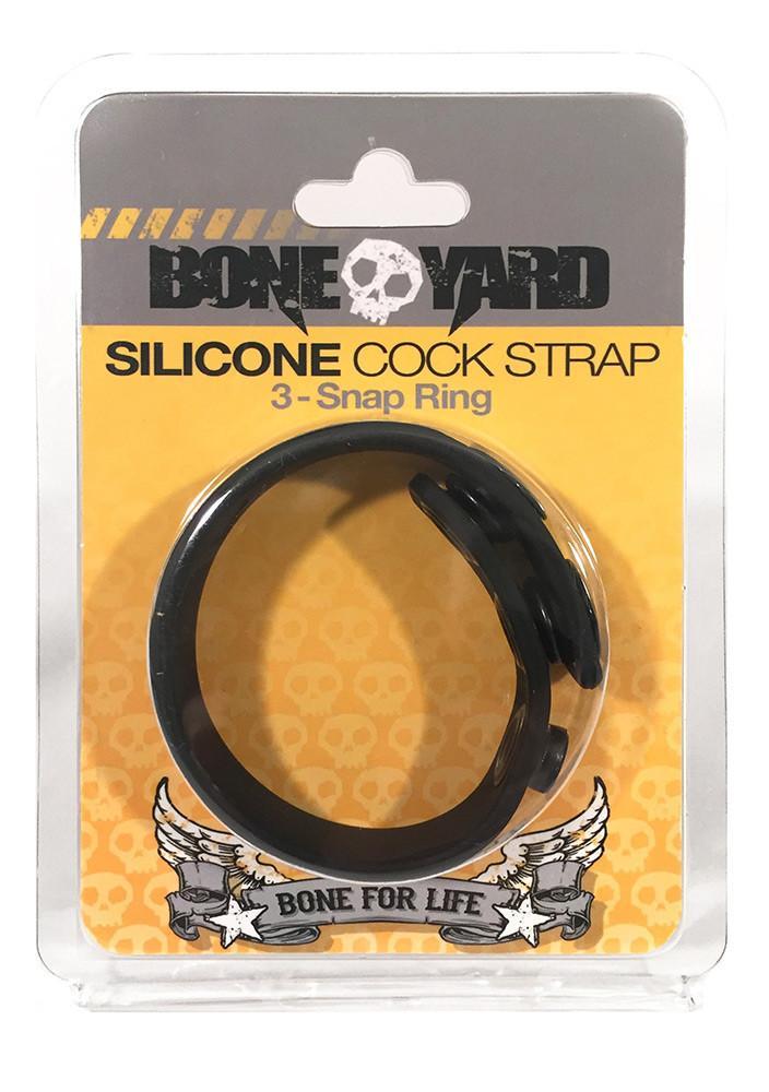 Cock Strap Black made from soft touch silicone, featuring adjustable snap sizing slots for comfort and durability, ideal for enhancing bulge.