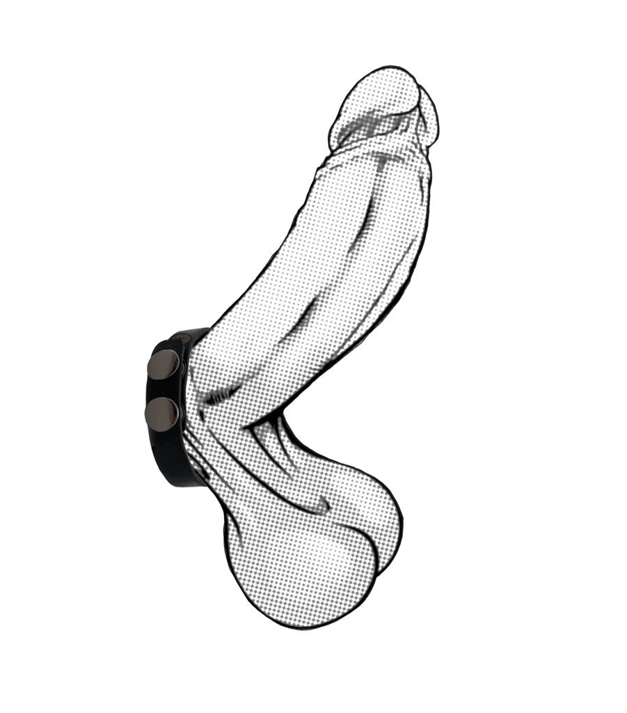 Cock Strap Black made from soft touch silicone, featuring adjustable snap sizing slots for comfort and durability, ideal for enhancing bulge.