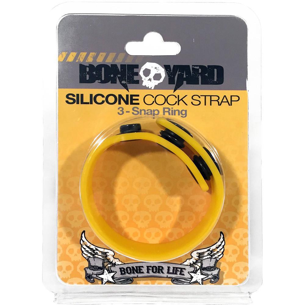 Cock Strap Yellow made of soft touch silicone with adjustable snap rings for comfort and durability, designed for enhancing performance.