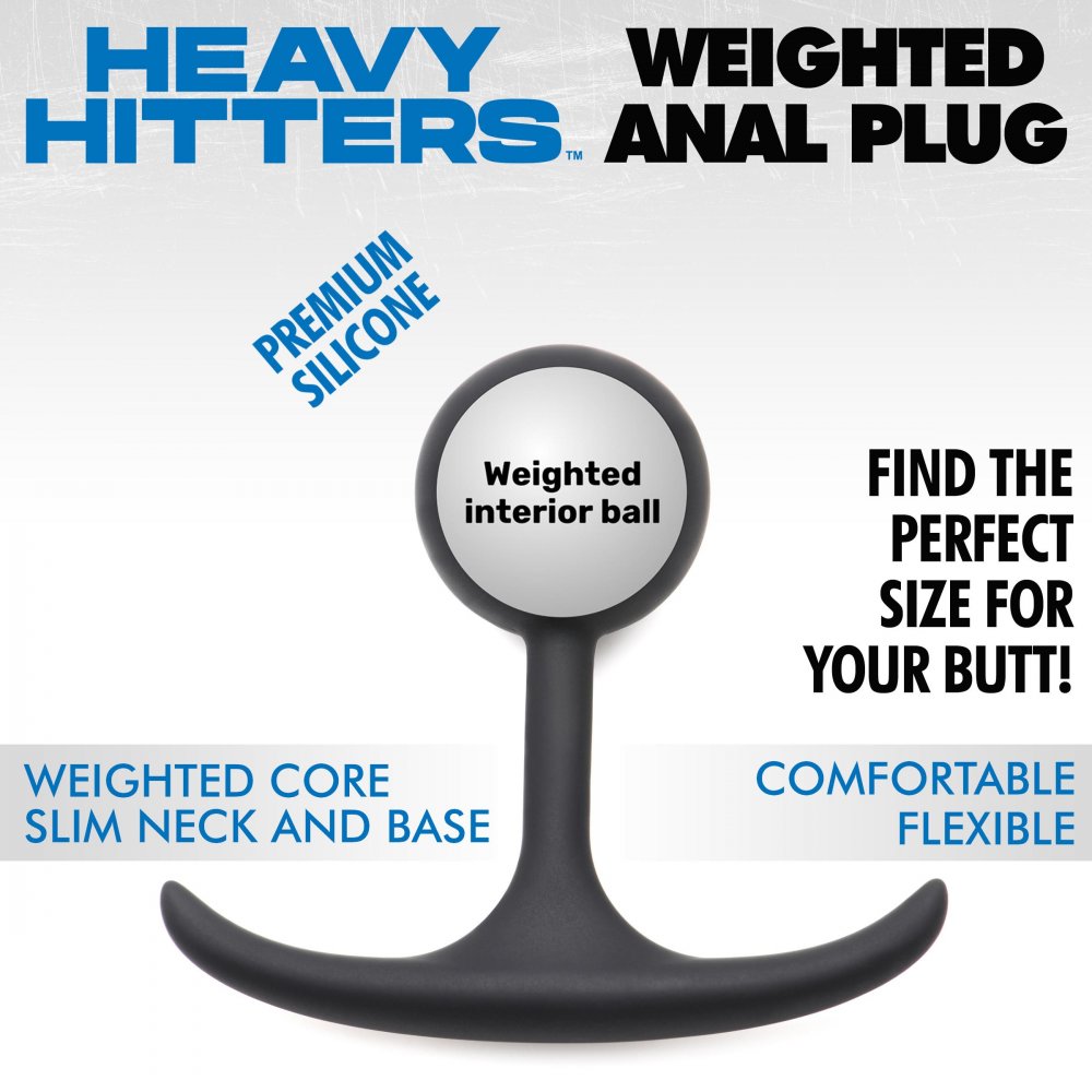 Comfort Plugs Premium Silicone 4.4" Weighted Round Plug in black, showcasing its round bulb and slim neck design for comfortable anal play.