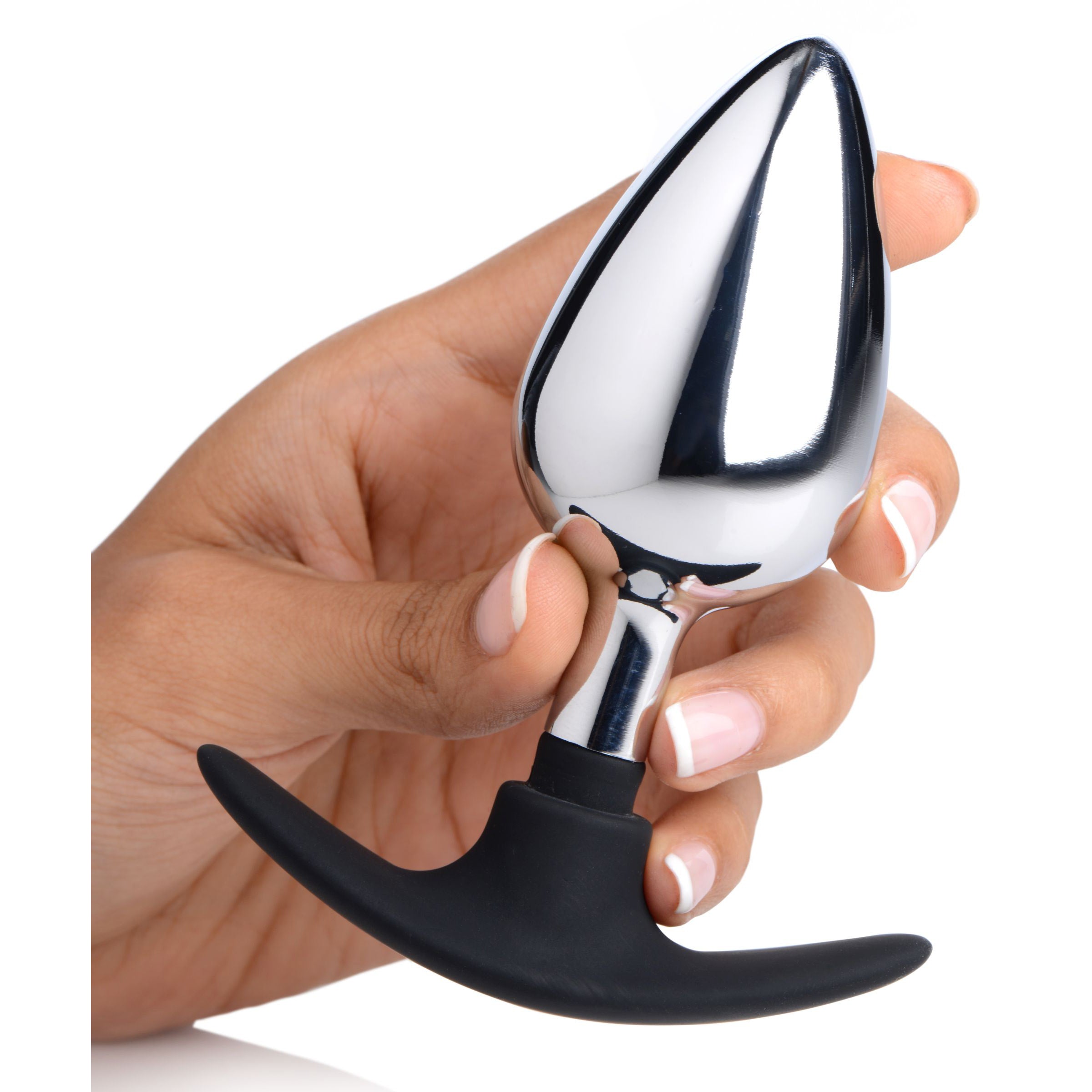 Dark Invader Metal and Silicone Anal Plug - Large, featuring a heavy metal core and a soft silicone base for comfortable anal play.