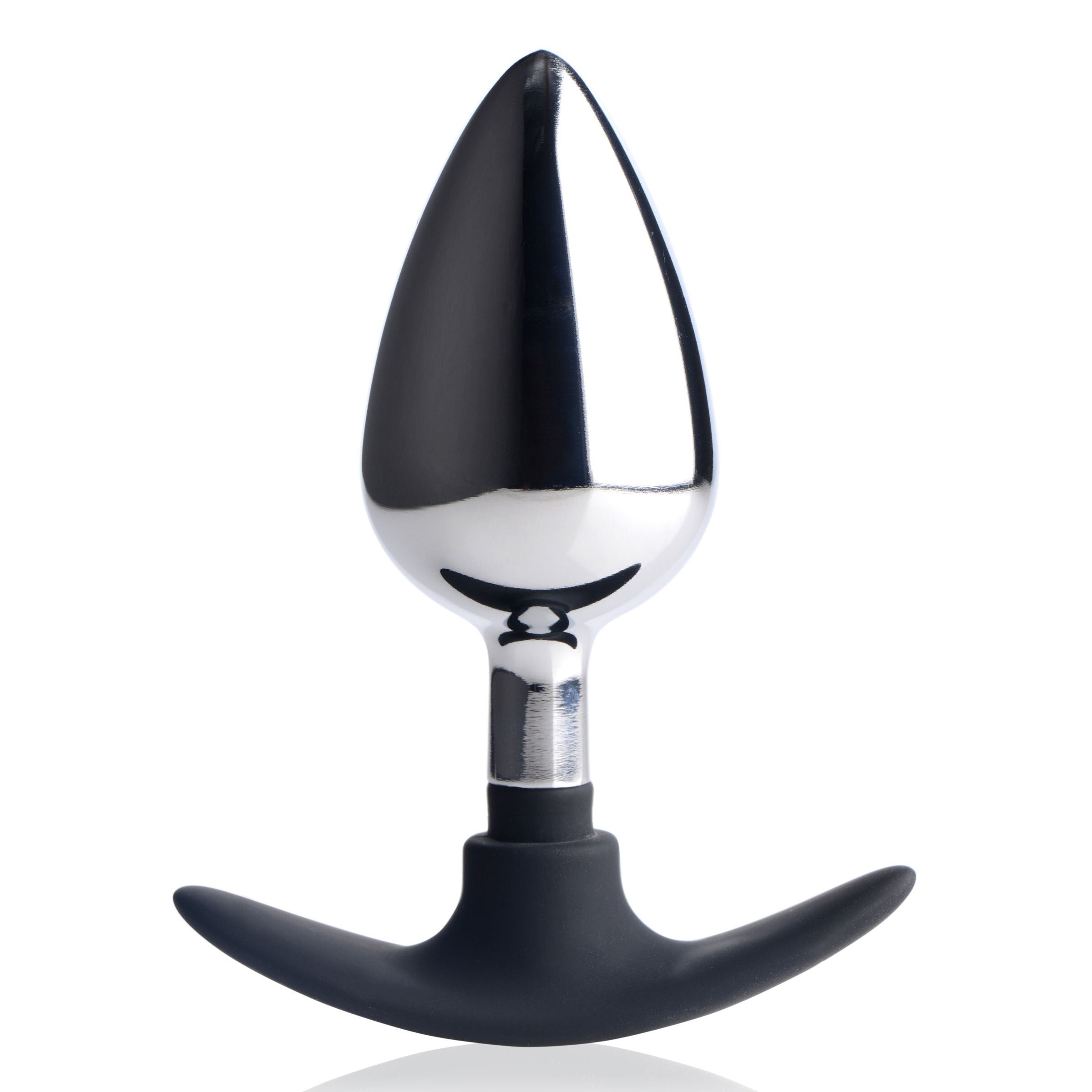 Dark Invader Metal and Silicone Anal Plug - Large, featuring a heavy metal core and a soft silicone base for comfortable anal play.