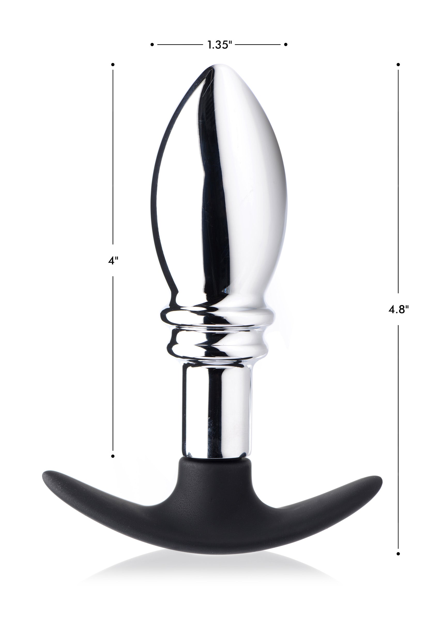 Dark Stopper Metal and Silicone Anal Plug with smooth bulb and ridges, designed for comfort and pleasure.