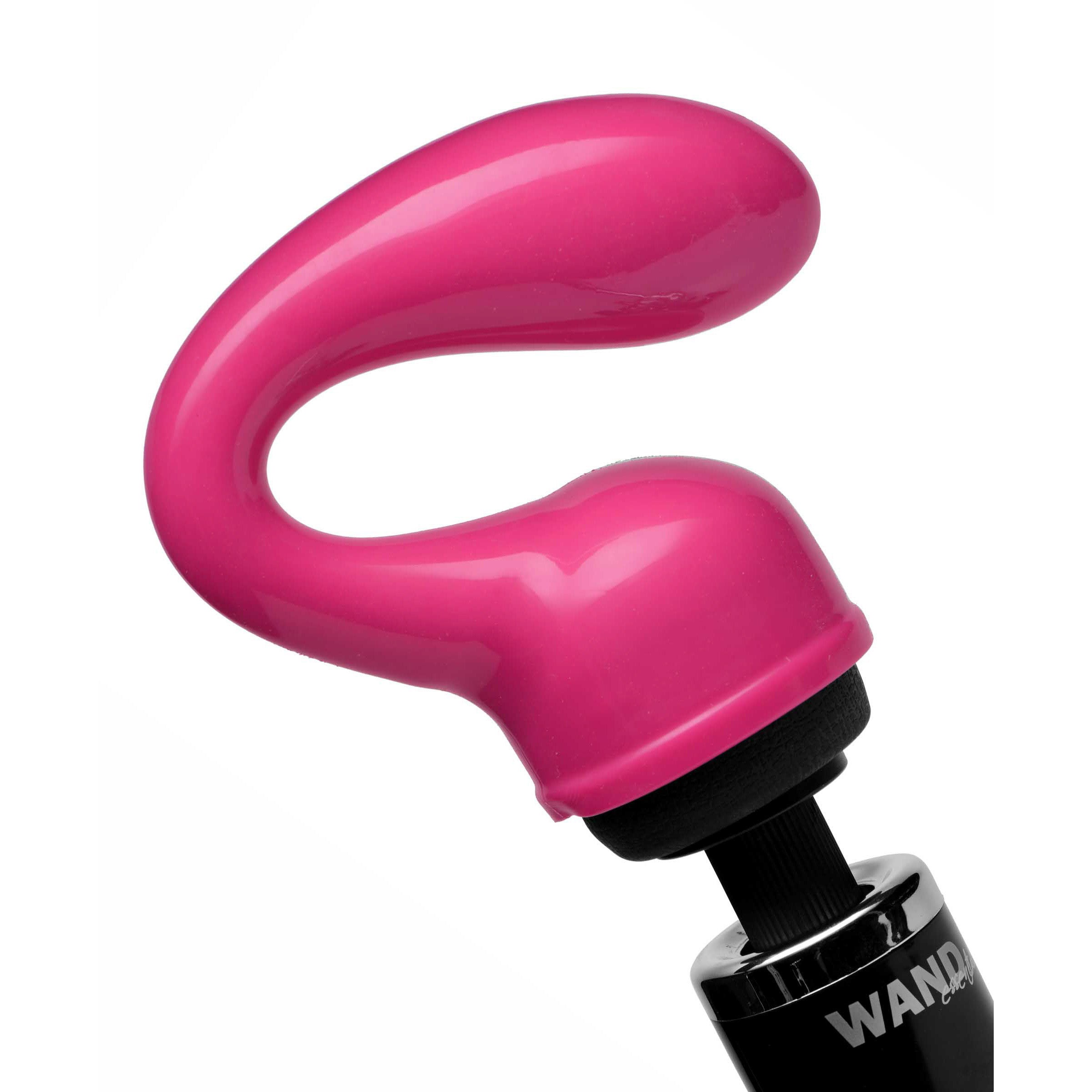 Deep Glider Wand Massager Attachment in pink, featuring a curved neck and bulbous tip for enhanced G and P-spot stimulation.